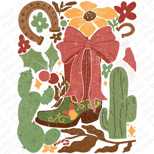 Western Christmas Cowboy Boot Shirt Hoodie