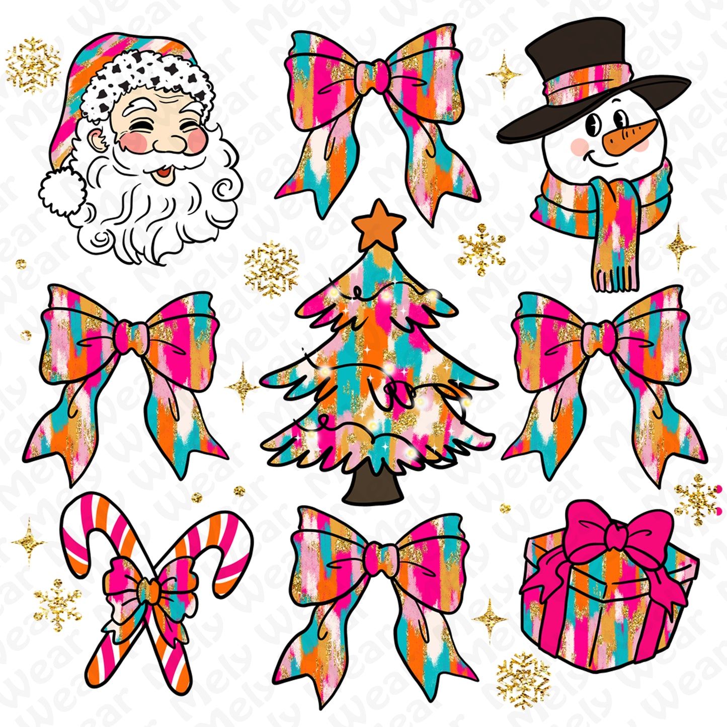 Colorful Brushstroke Santa Christmas Holiday Shirt