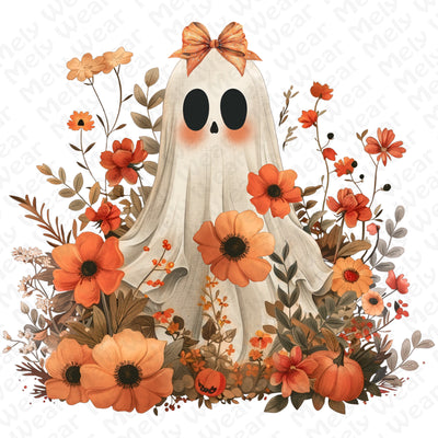 Autumn Ghost Floral Shirt Cute Fall Halloween Tee
