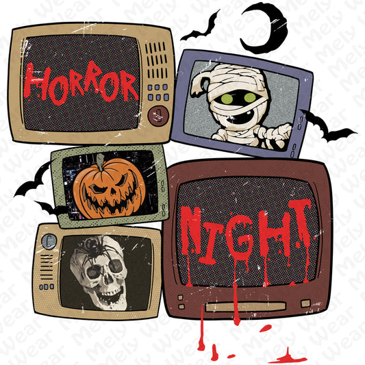 Horror Night Retro TV Halloween Shirt