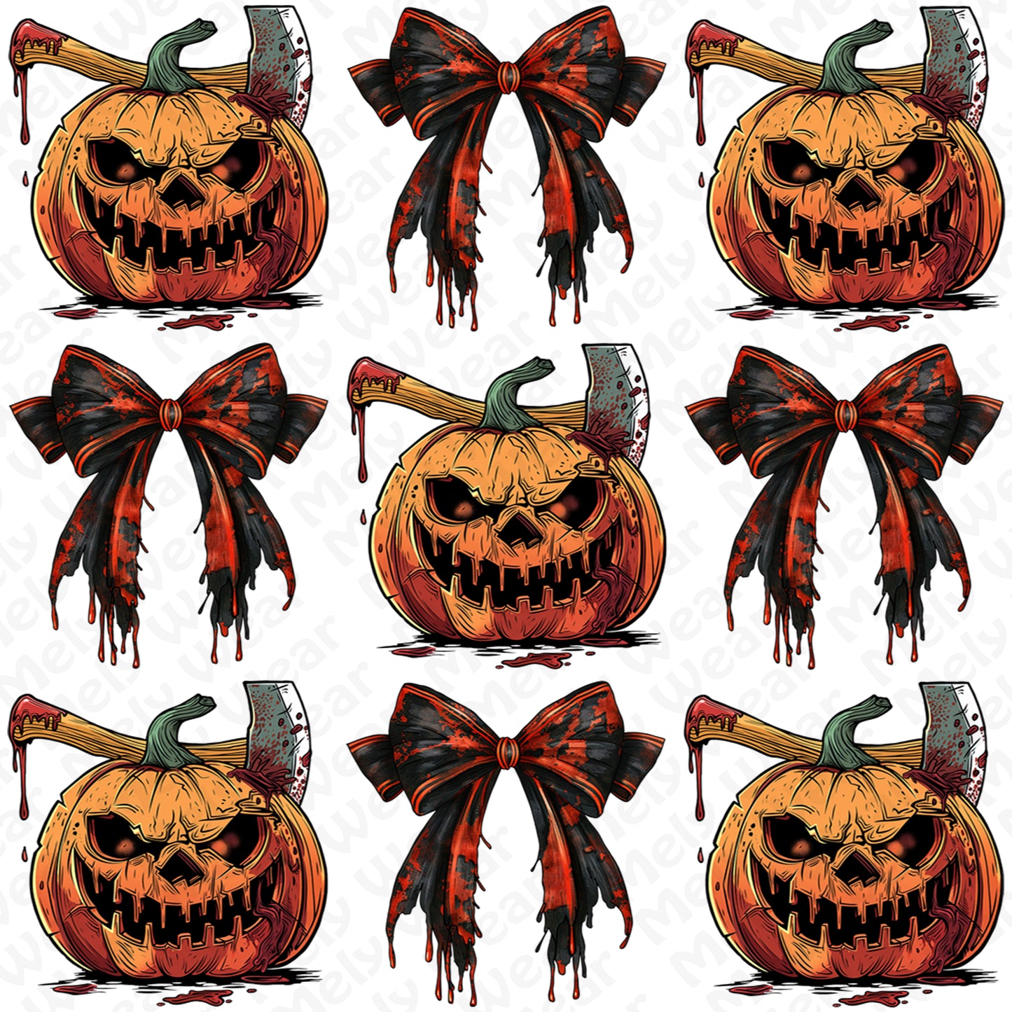 Bloody Pumpkin and Bow Halloween Shirt
