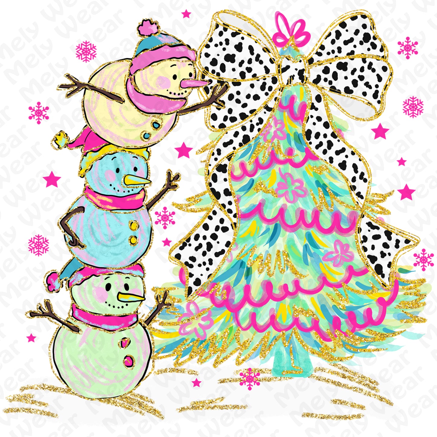 Stacked Snowmen and Christmas Tree Shirt