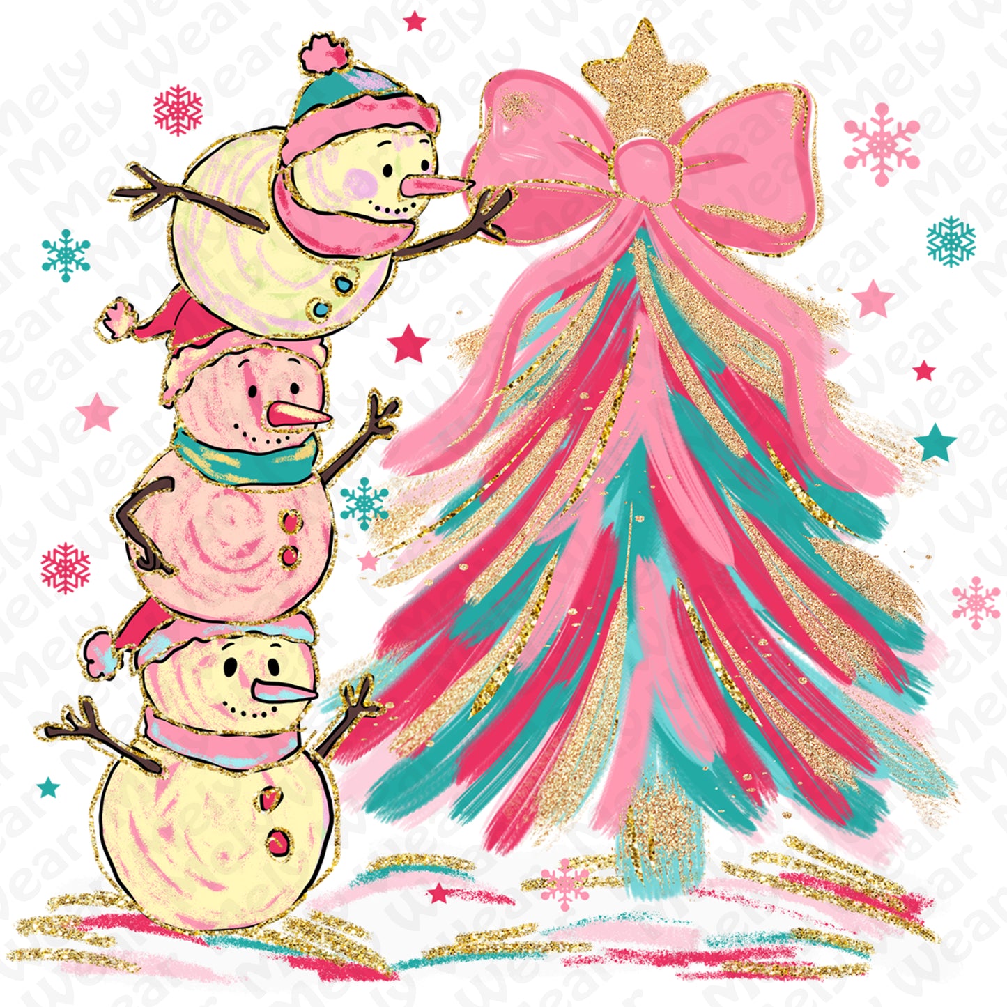 Stacked Snowmen Christmas Tree Shirt