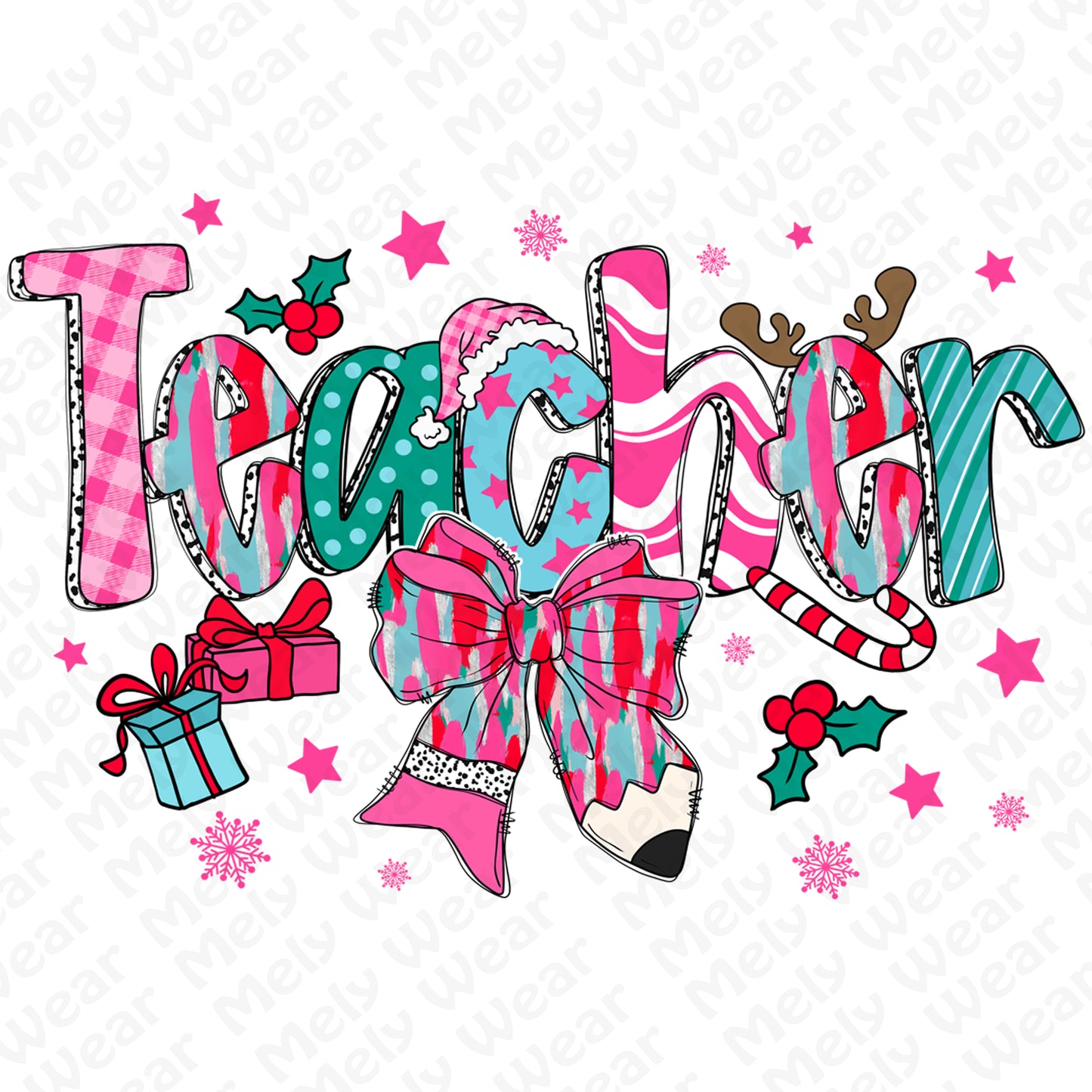 Christmas Teacher Shirt with Gifts and Bow