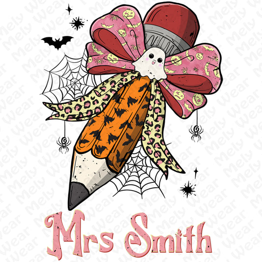 Teacher Pencil Bow Halloween shirt