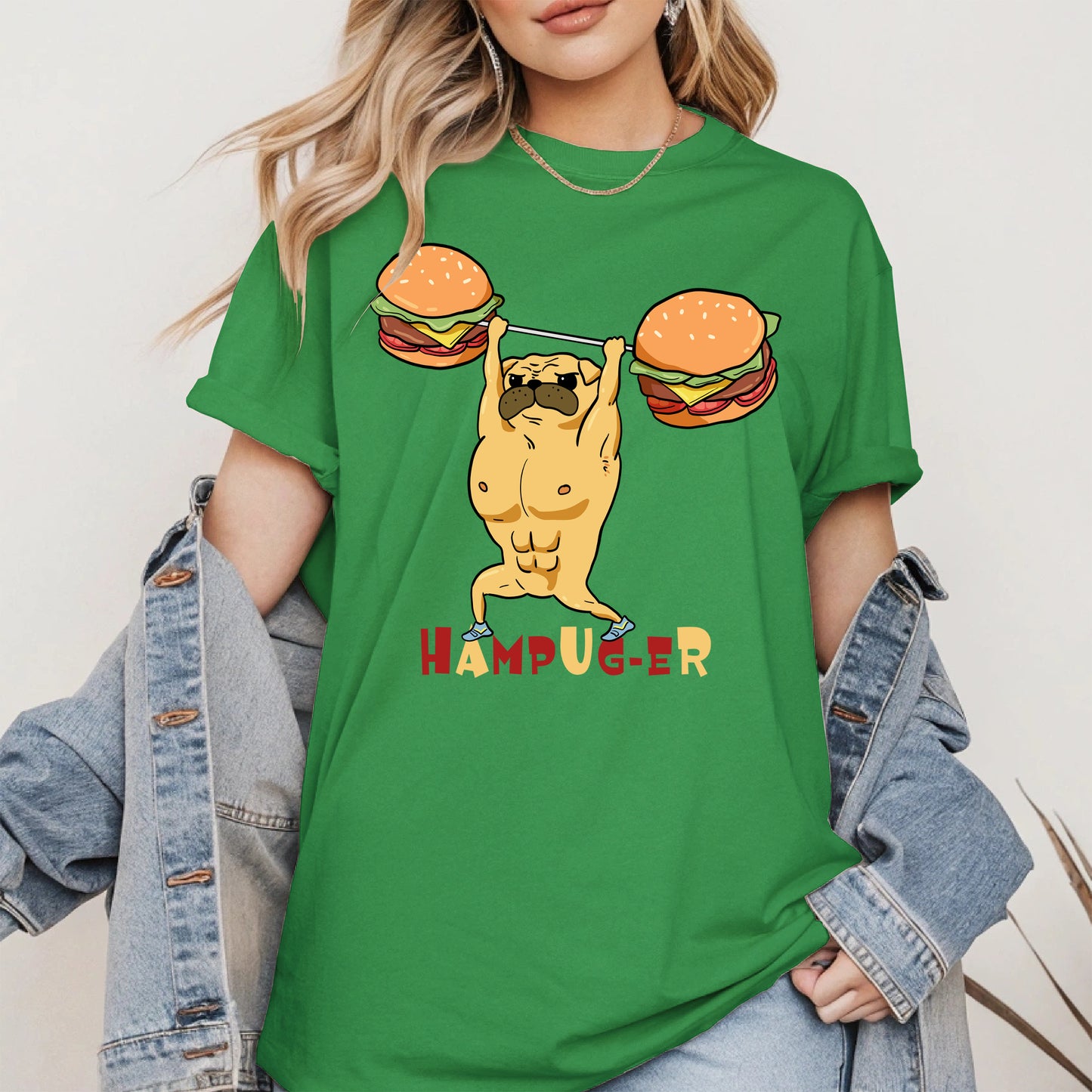 Hampug-er Funny Pug Burger Gym Shirt