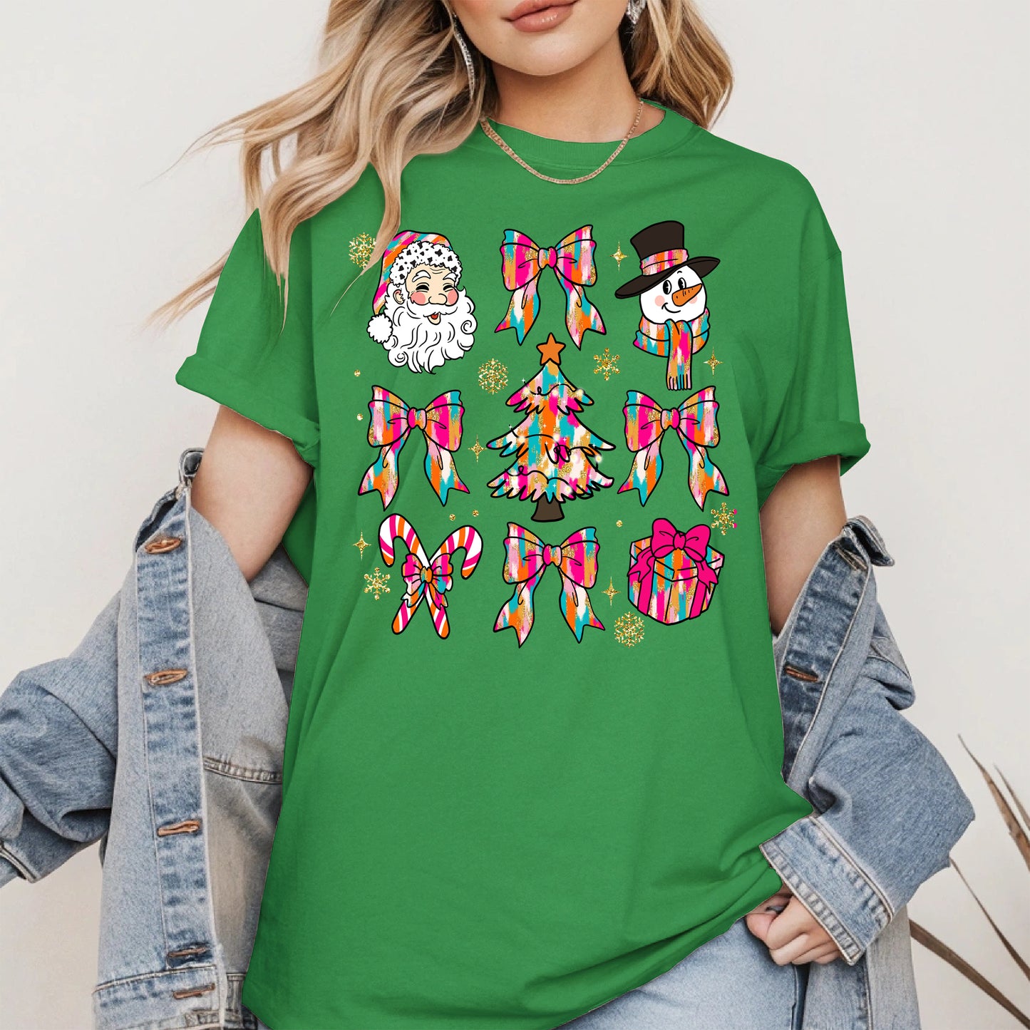 Colorful Brushstroke Santa Christmas Holiday Shirt