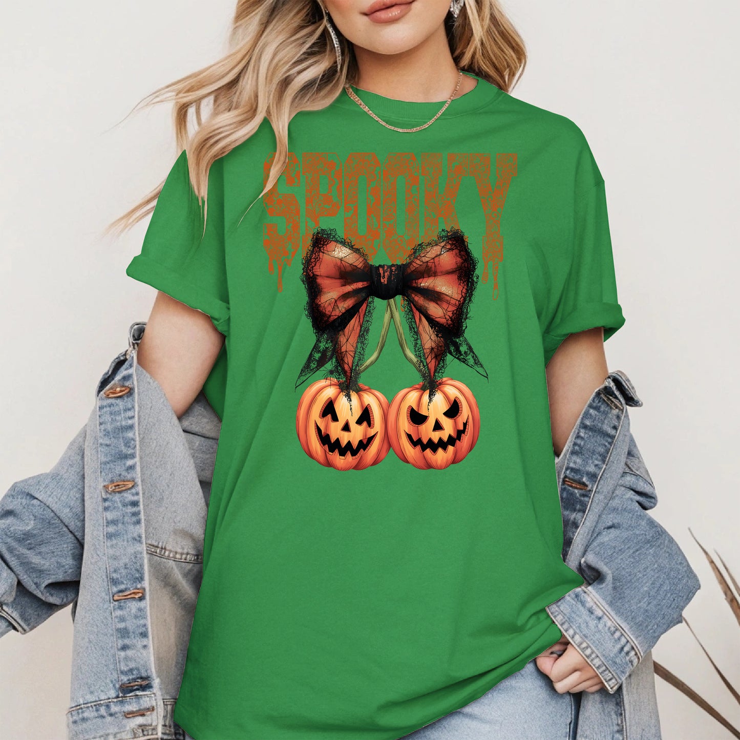 Spooky Bow Pumpkin Shirt Hoodie Sweatshirt for Halloween