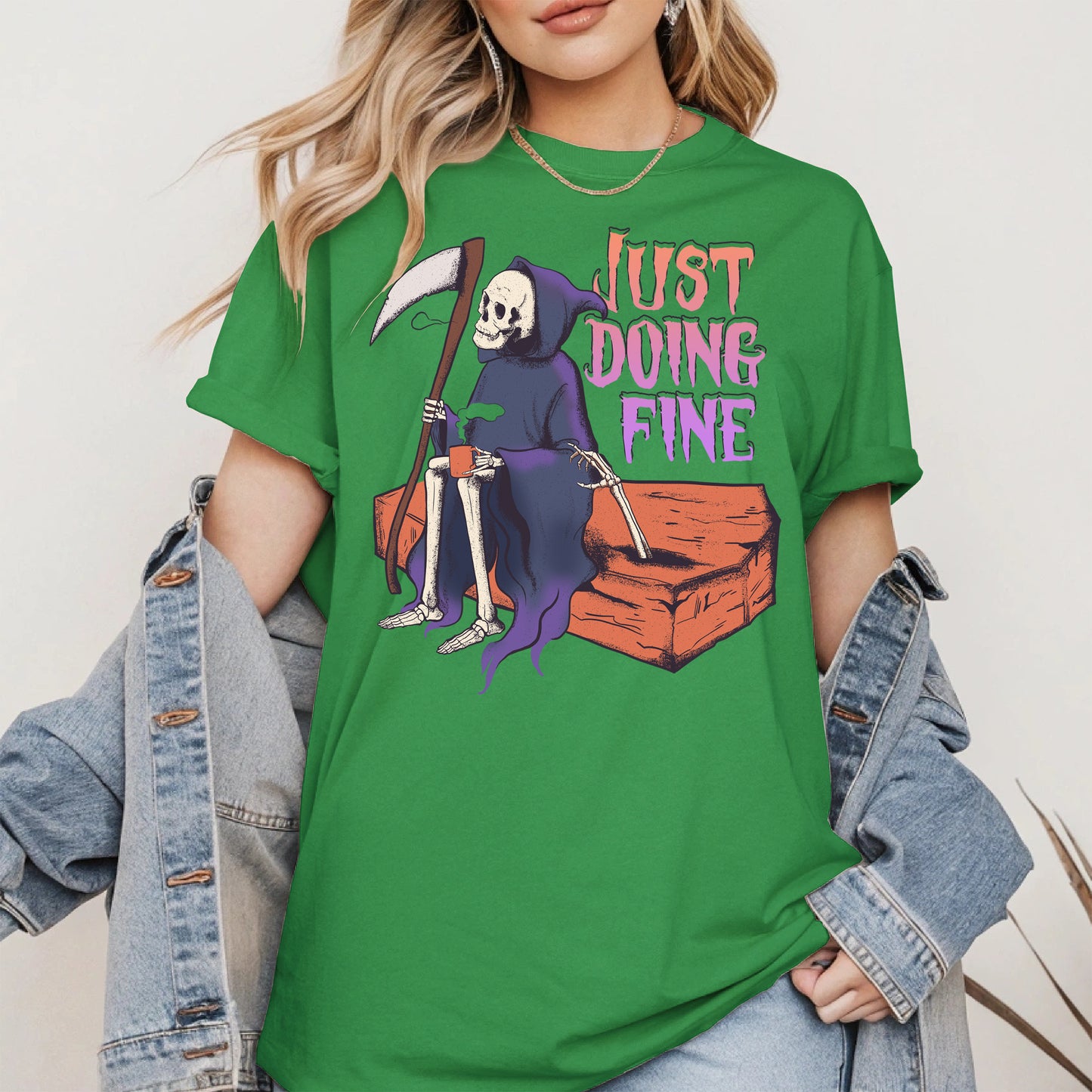 Just Doing Fine Grim Reaper Shirt