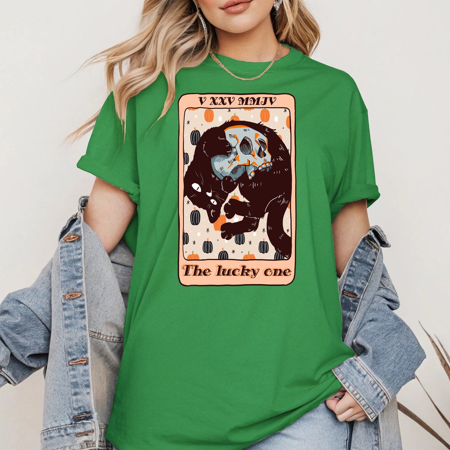 The Lucky One - Halloween Black Cat Tarot Tee