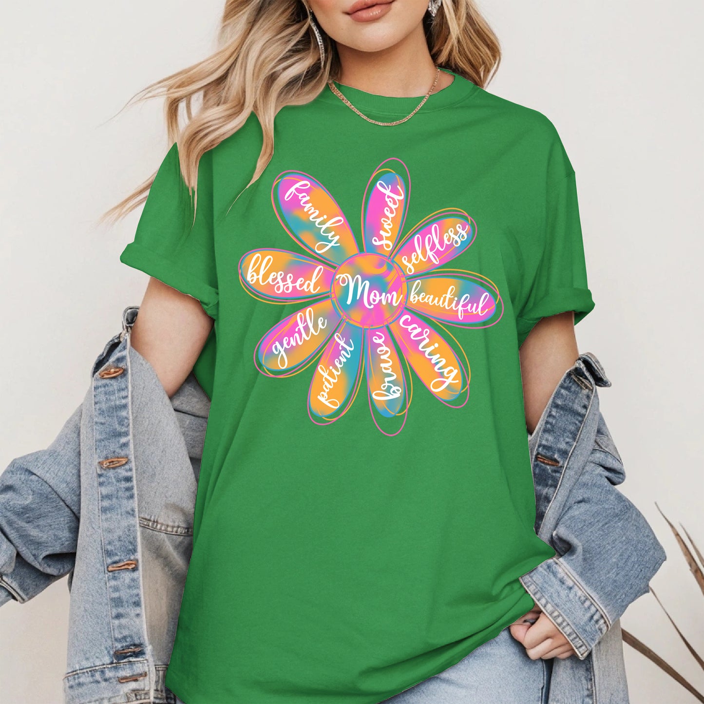 Colorful Flower Mom Shirt Hoodie Sweatshirt Gift for Mothers