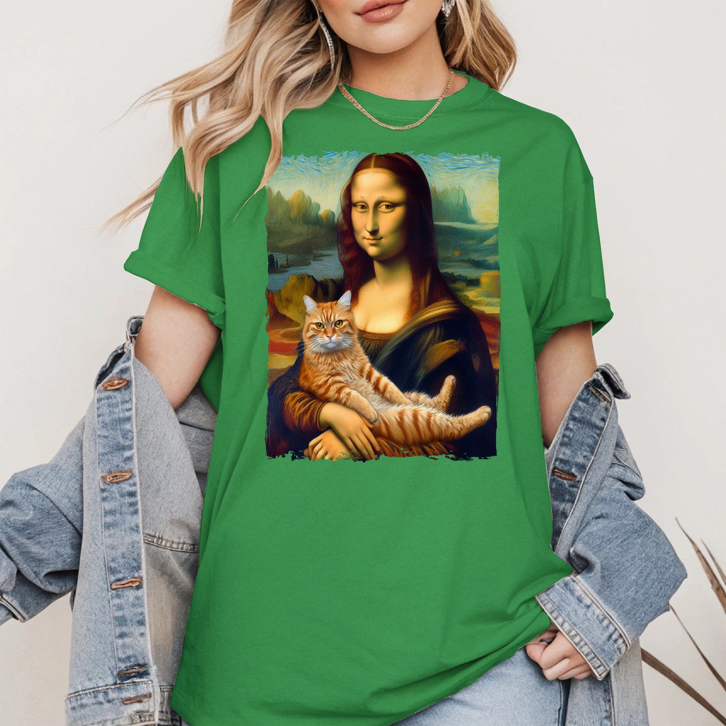 Mona Lisa Holding Orange Cat Shirt Hoodie Sweatshirt