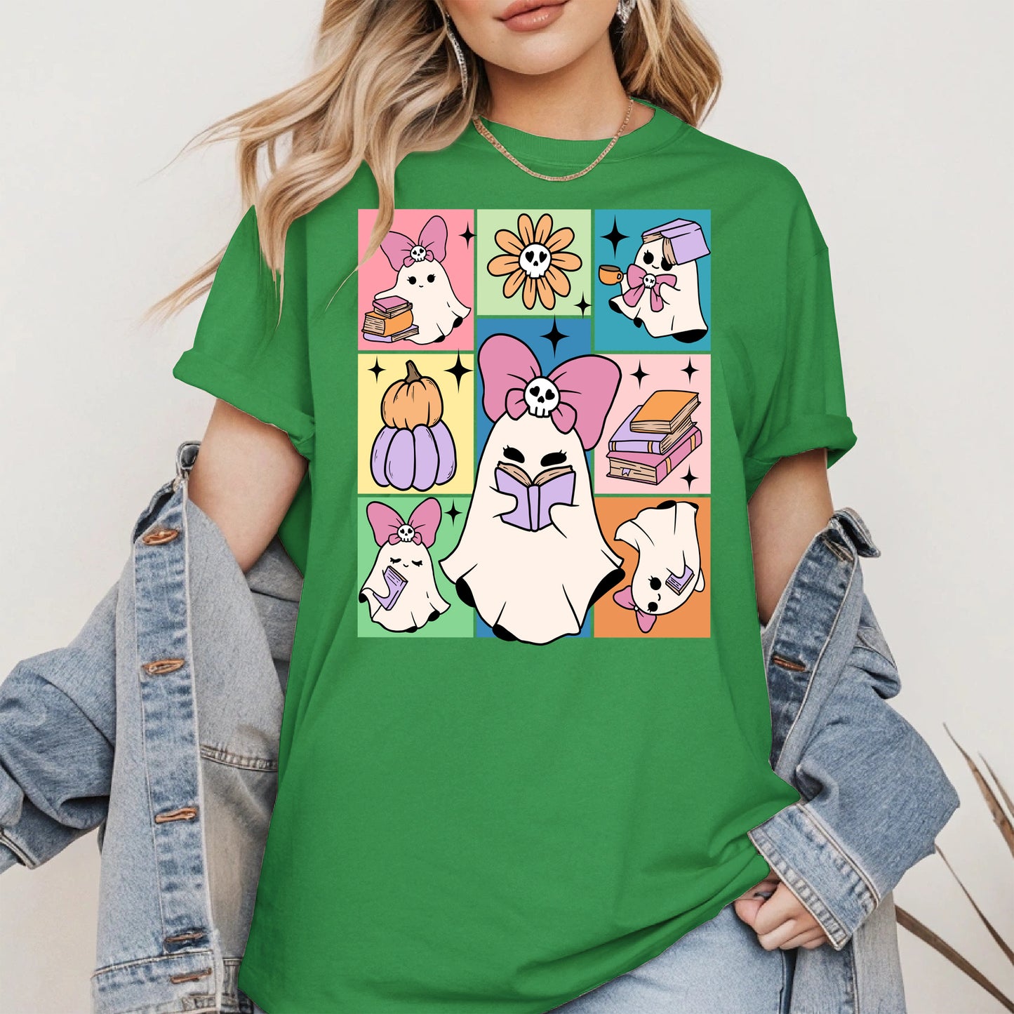Pastel Ghost Book Lover Halloween Shirt