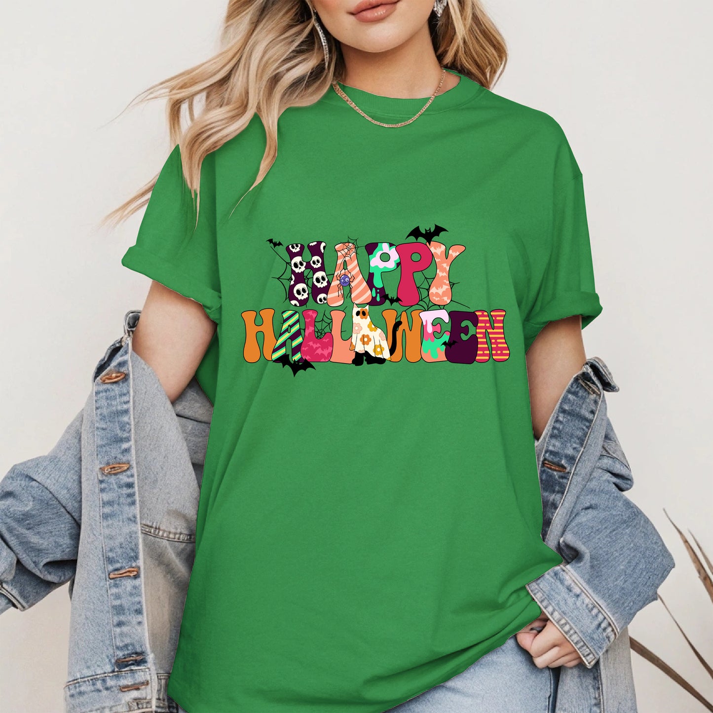 Colorful Ghost Pumpkin Retro Halloween Shirt