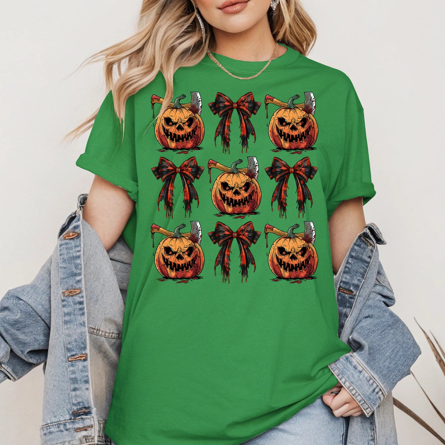 Bloody Pumpkin and Bow Halloween Shirt