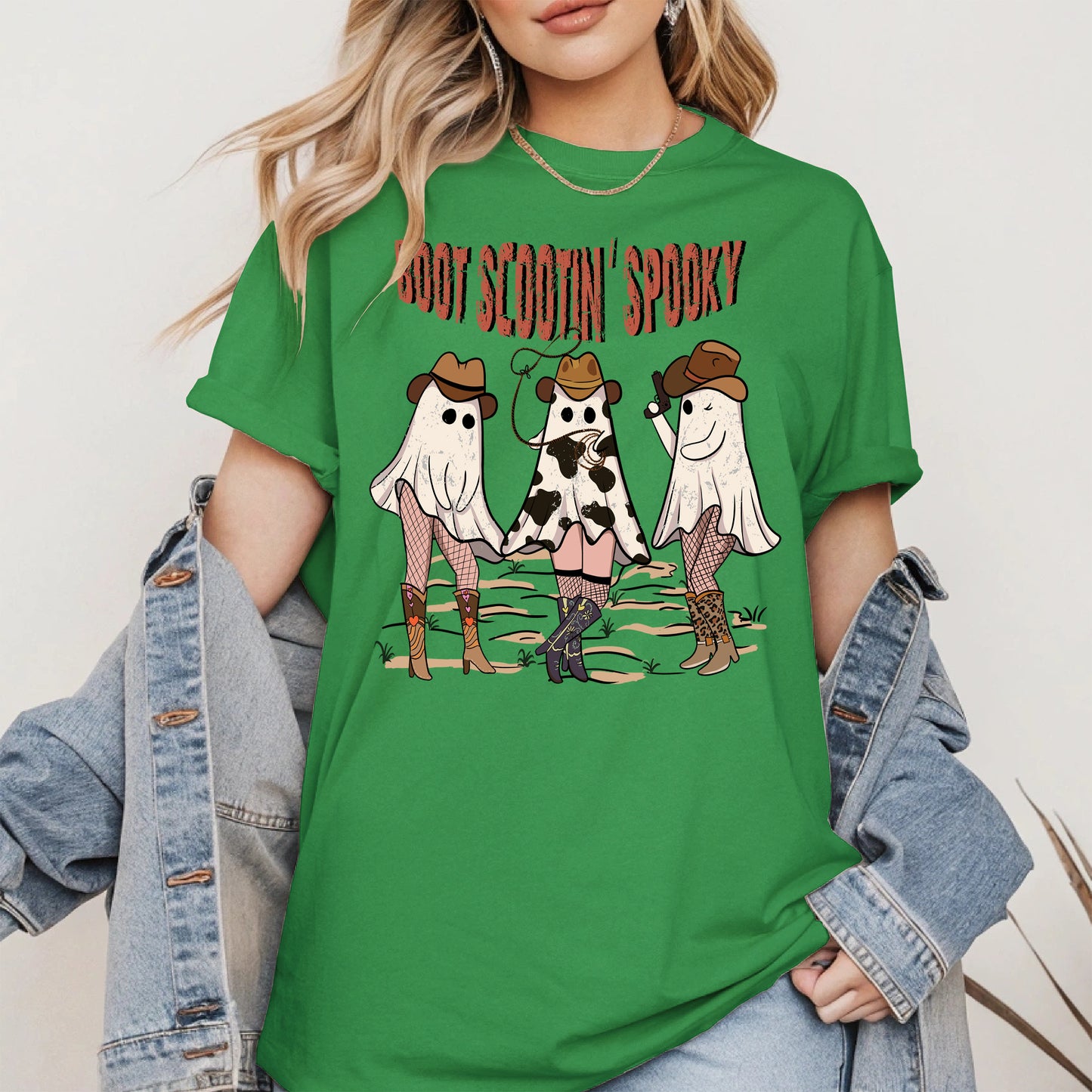 Boot Scootin' Spooky Cowgirl Halloween Tee