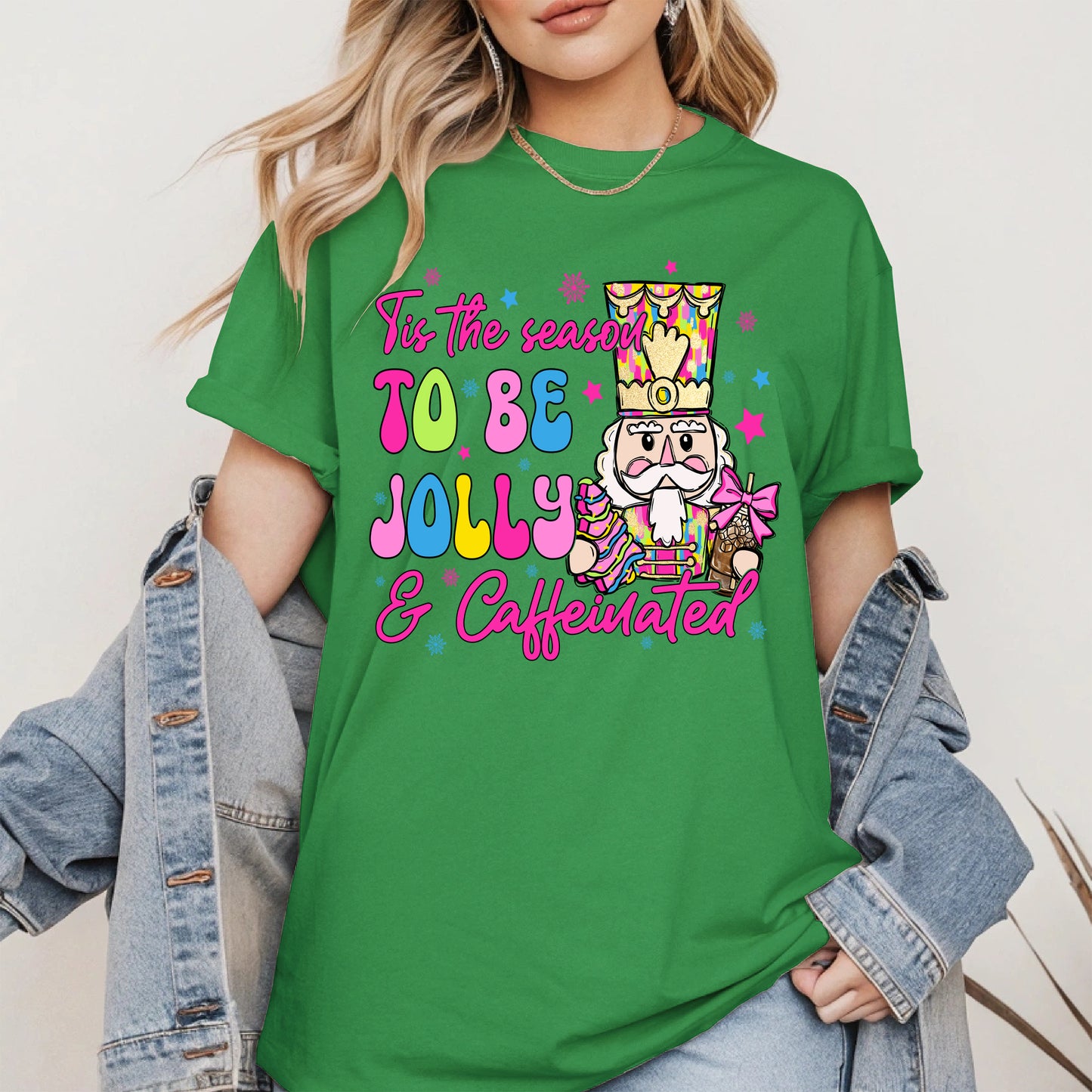Tis the Season To Be Jolly and Caffeinated Christmas Shirt