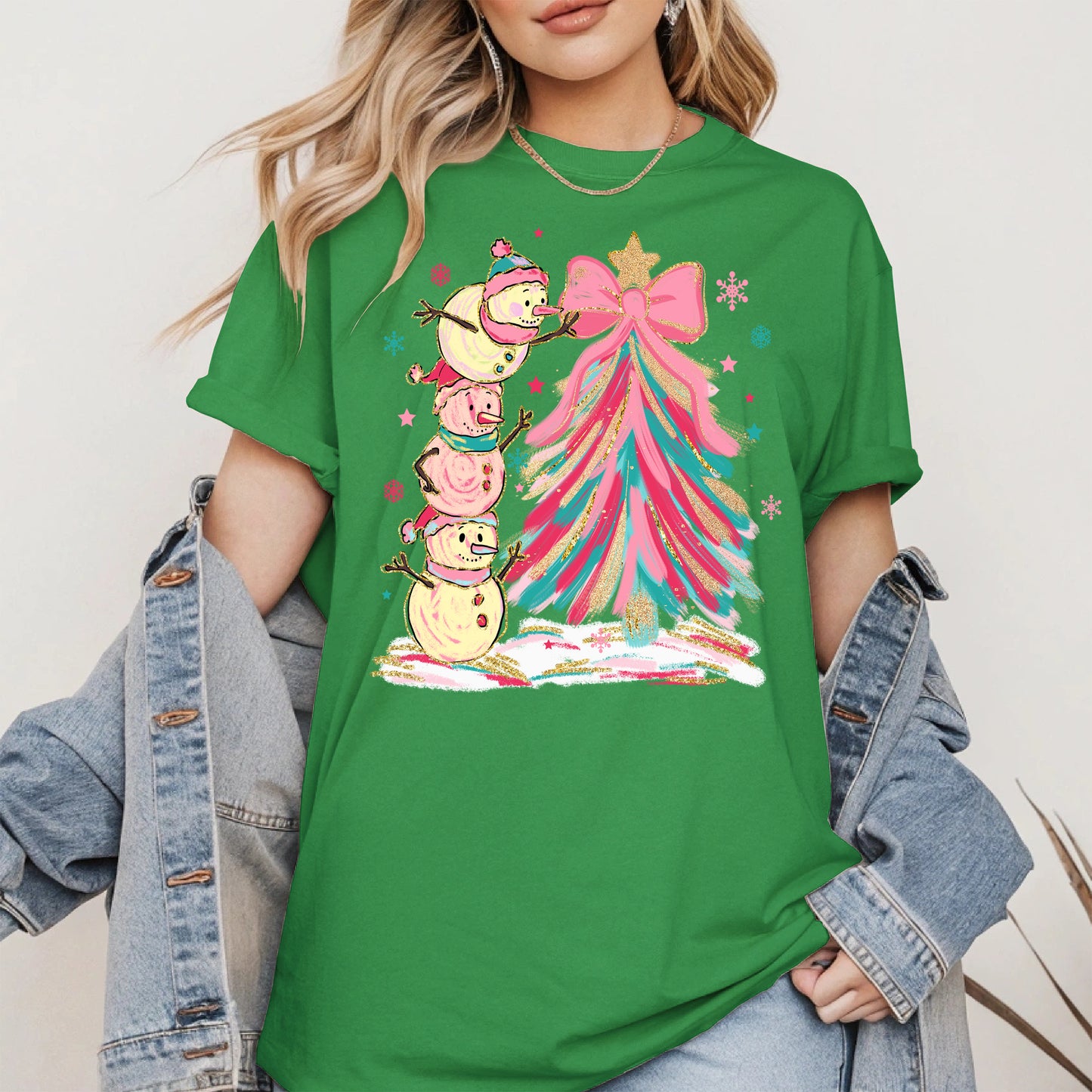 Stacked Snowmen Christmas Tree Shirt