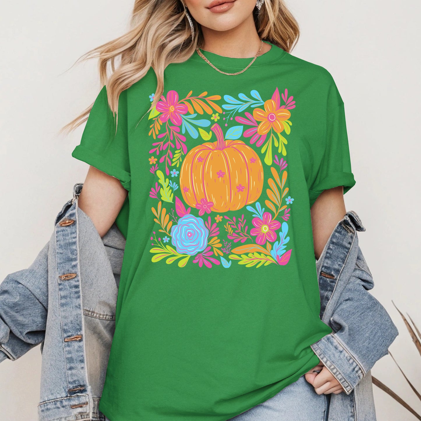 Neon Pumpkin halloween shirt