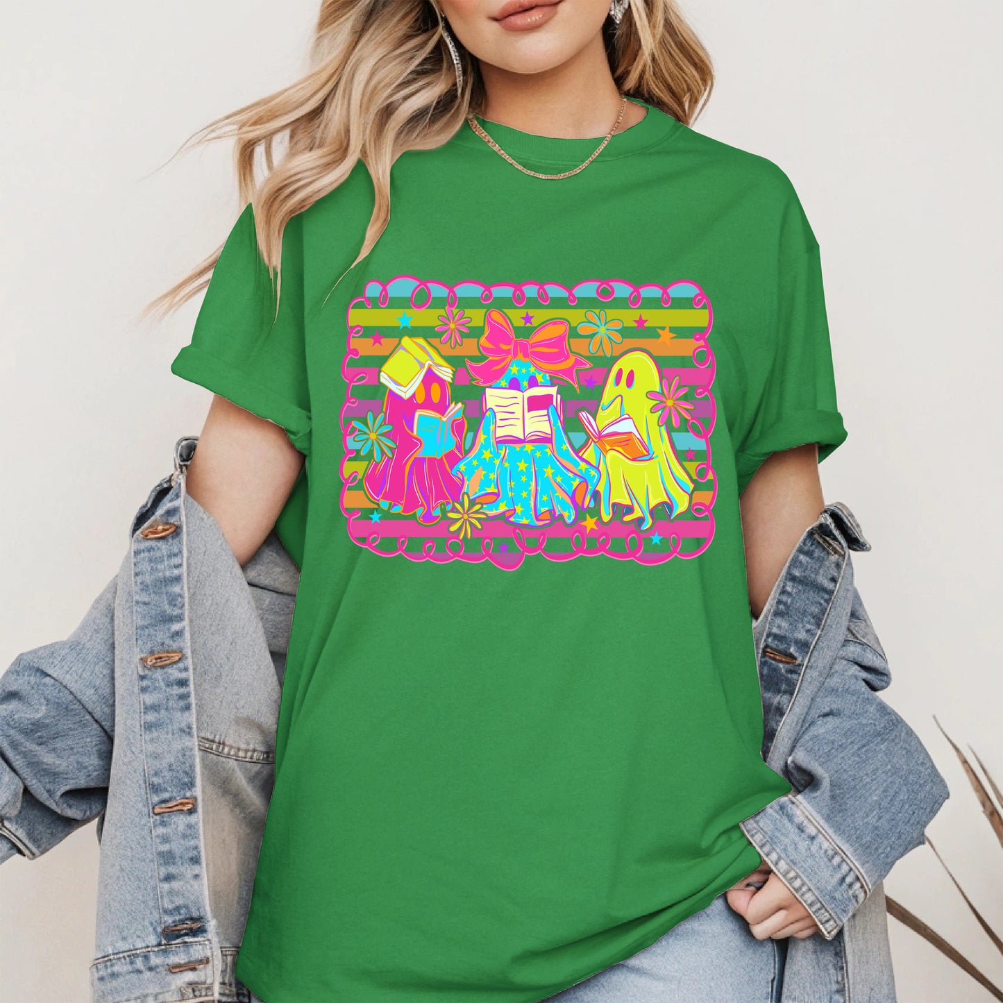 Halloween ghost book shirt and hoodle
