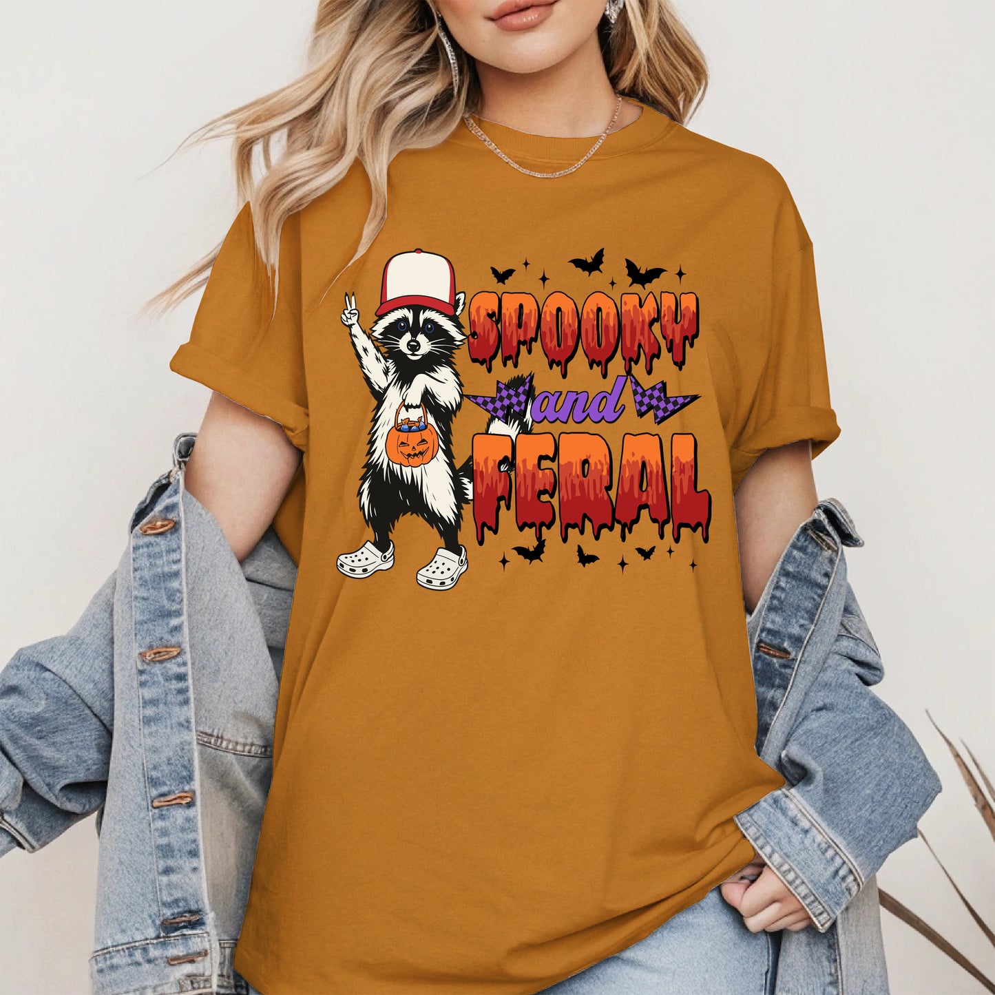 Spooky and Feral Shirt Hoodie Sweatshirt for Halloween Lovers