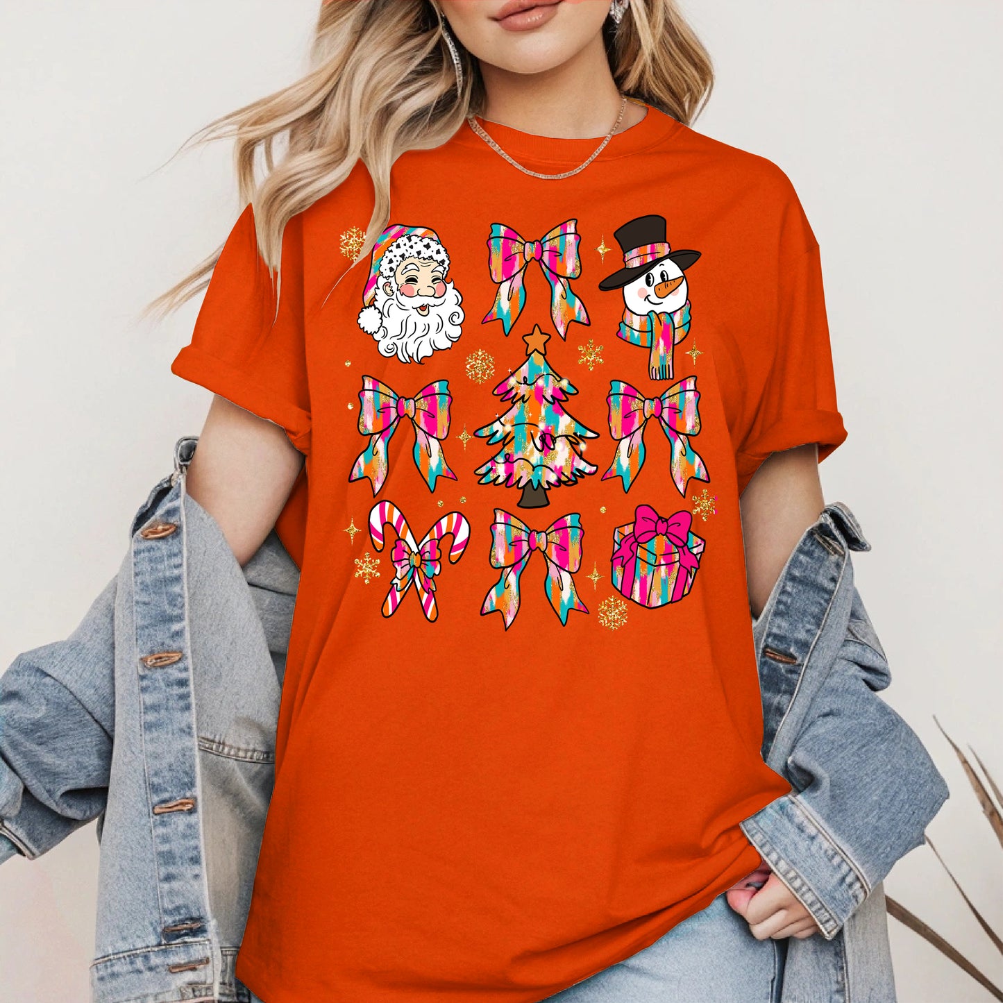 Colorful Brushstroke Santa Christmas Holiday Shirt