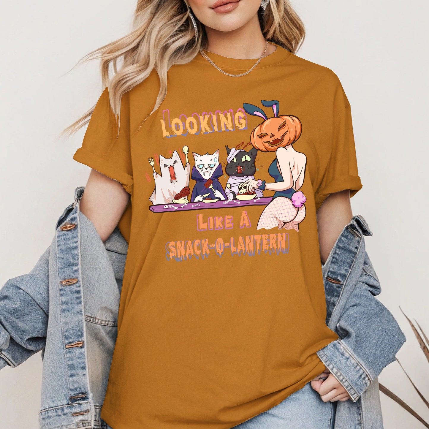 Snack-O-Lantern Halloween Cat Tee