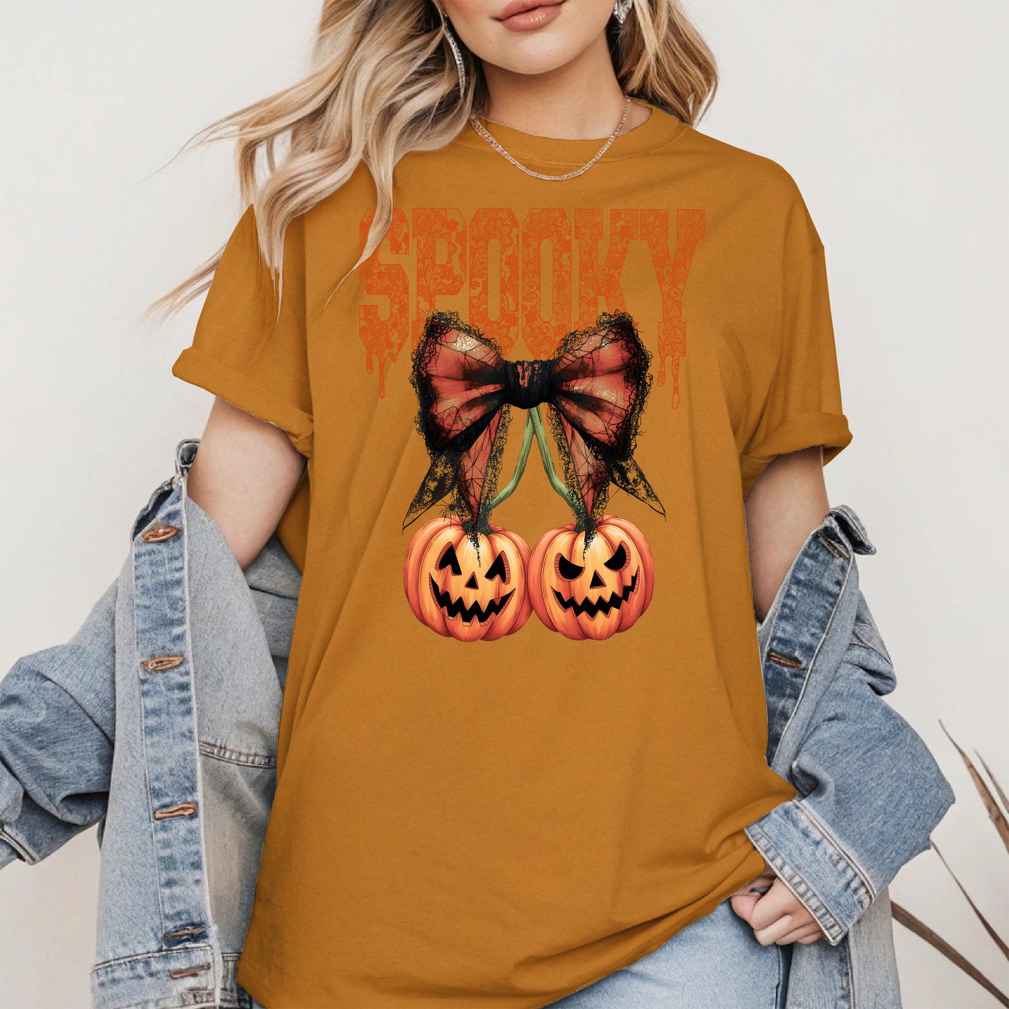 Spooky Bow Pumpkin Shirt Hoodie Sweatshirt for Halloween