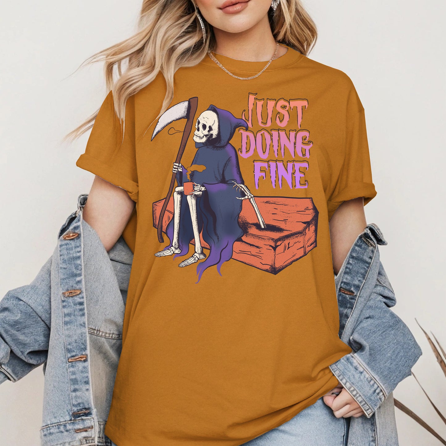 Just Doing Fine Grim Reaper Shirt