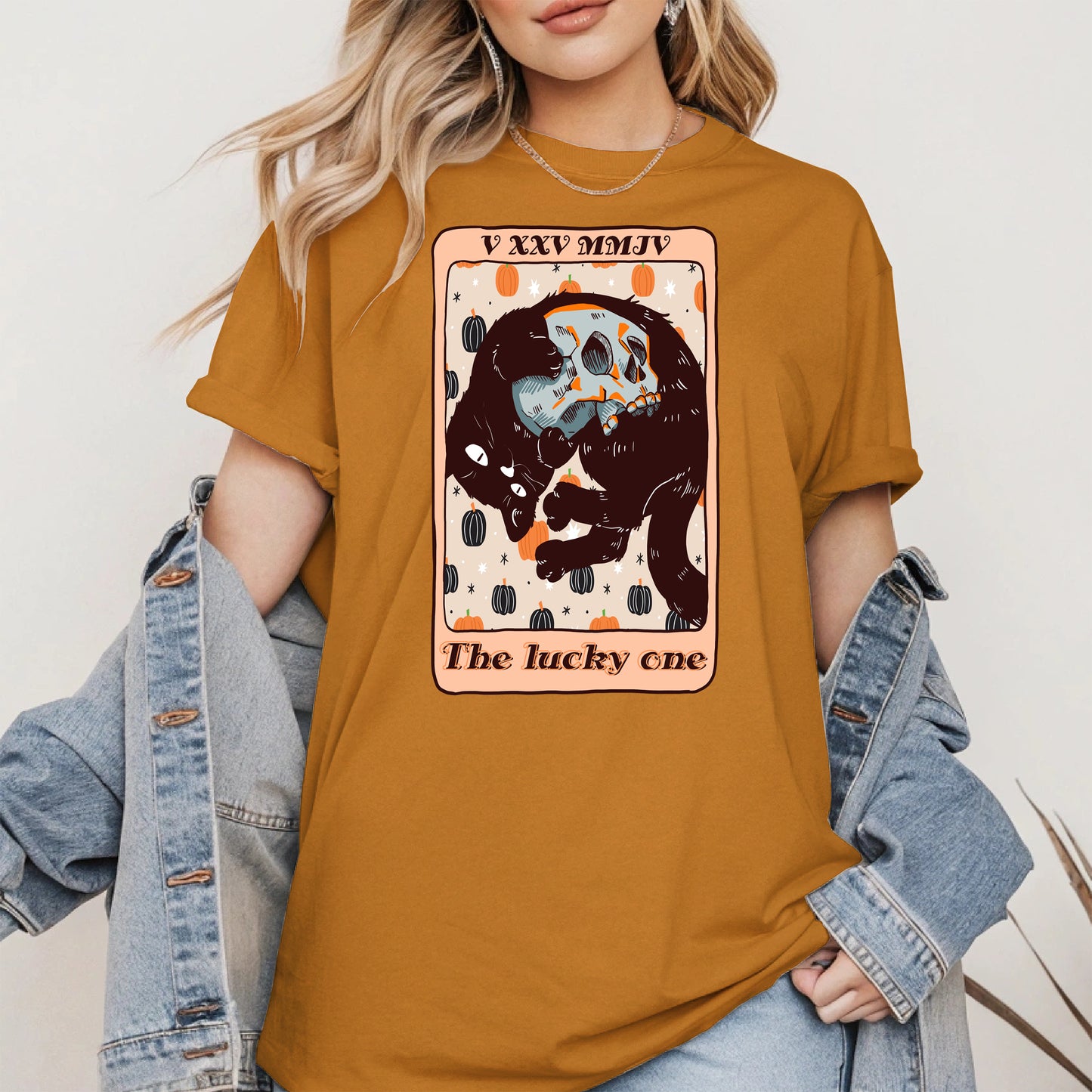 The Lucky One - Halloween Black Cat Tarot Tee
