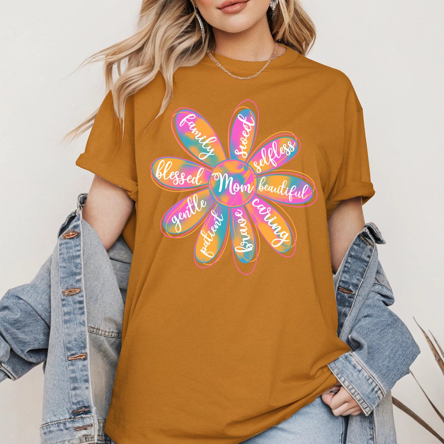 Colorful Flower Mom Shirt Hoodie Sweatshirt Gift for Mothers