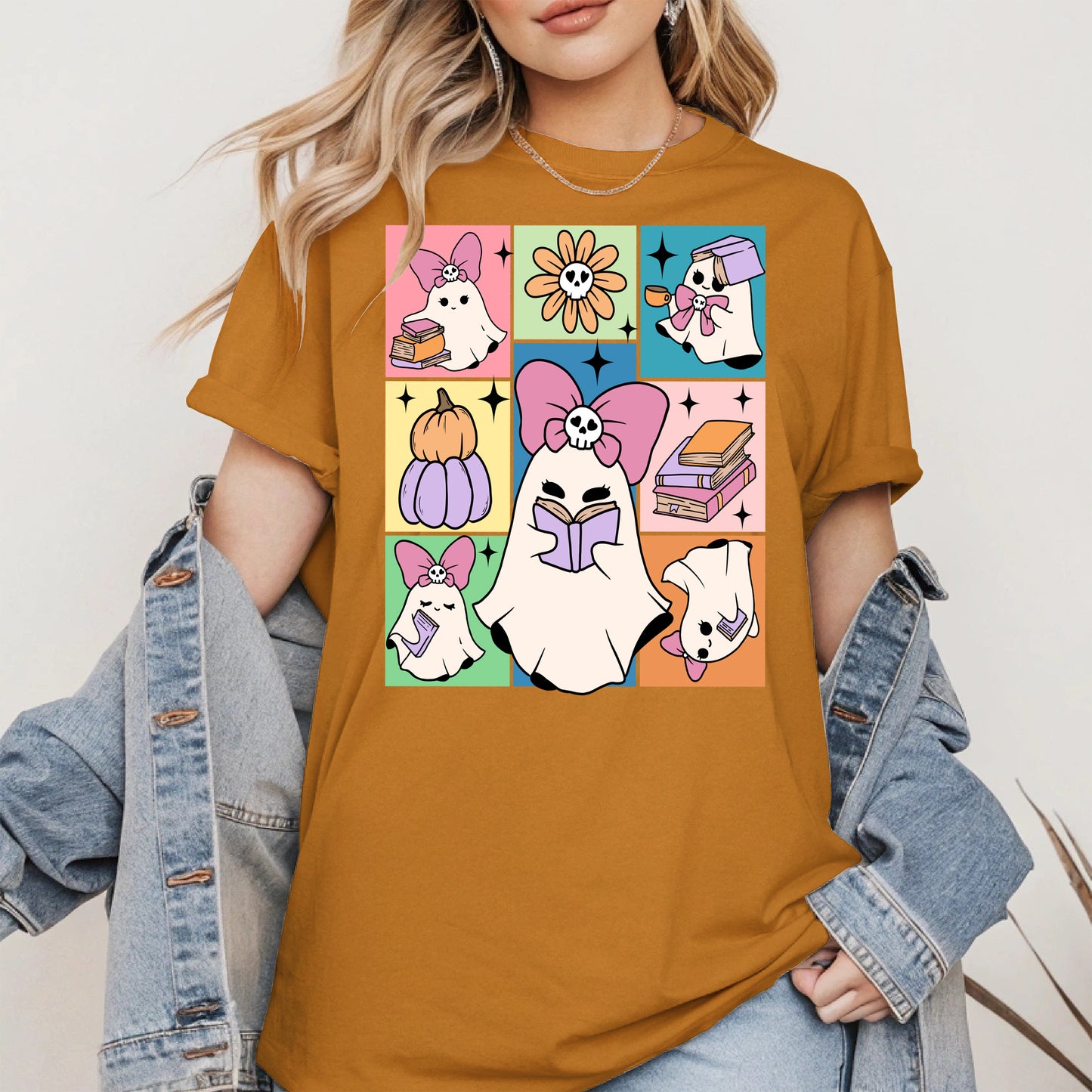 Pastel Ghost Book Lover Halloween Shirt