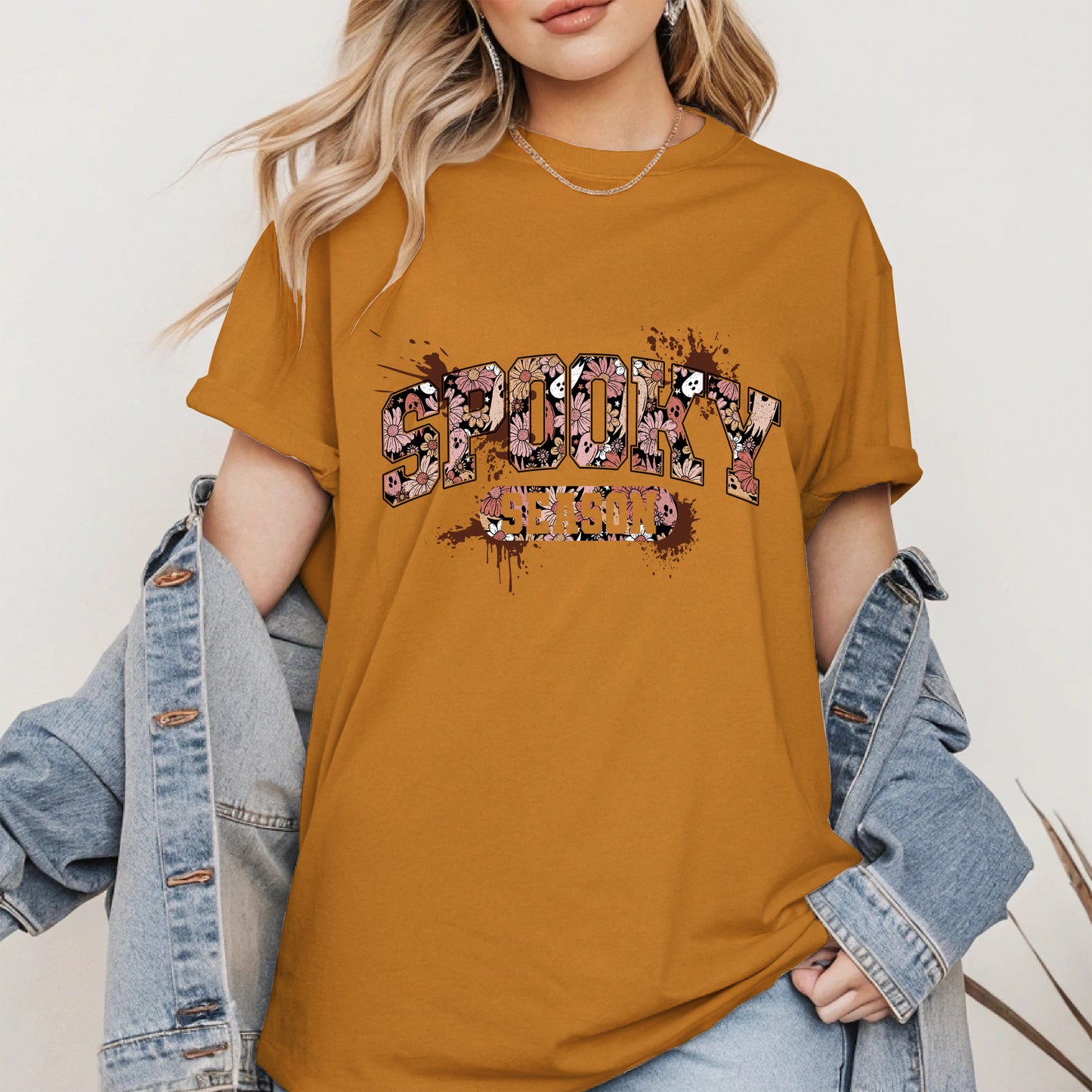 Grunge Floral Spooky Season Shirt