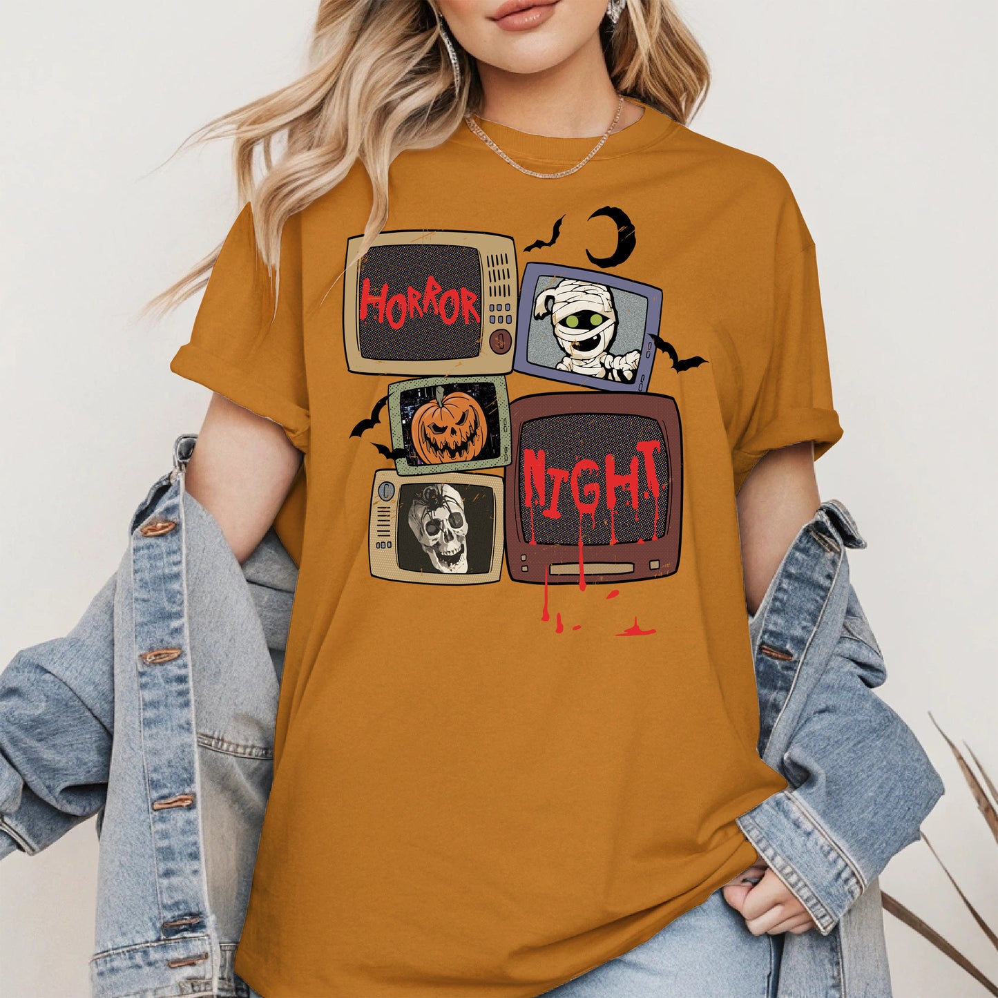 Horror Night Retro TV Halloween Shirt