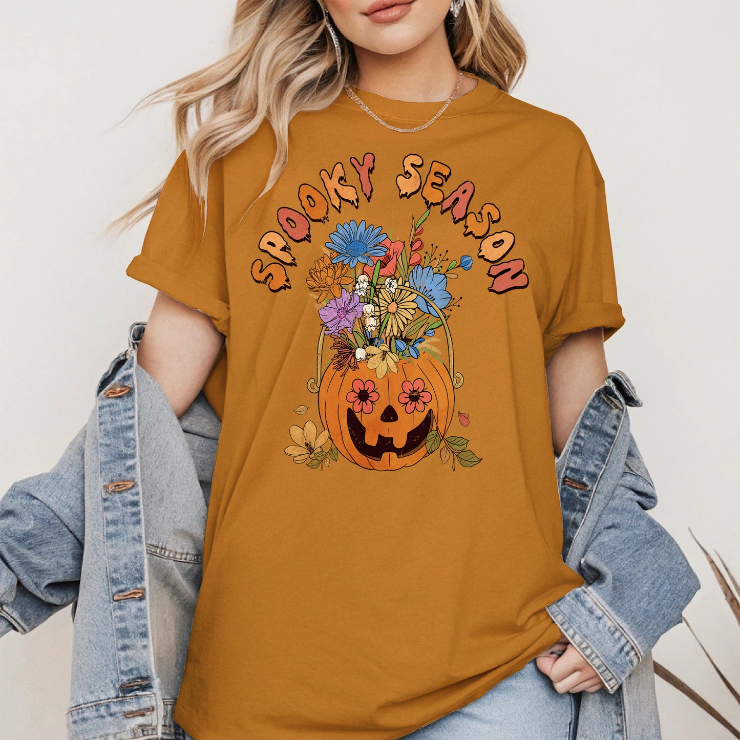Floral Pumpkin Spooky Season Shirt