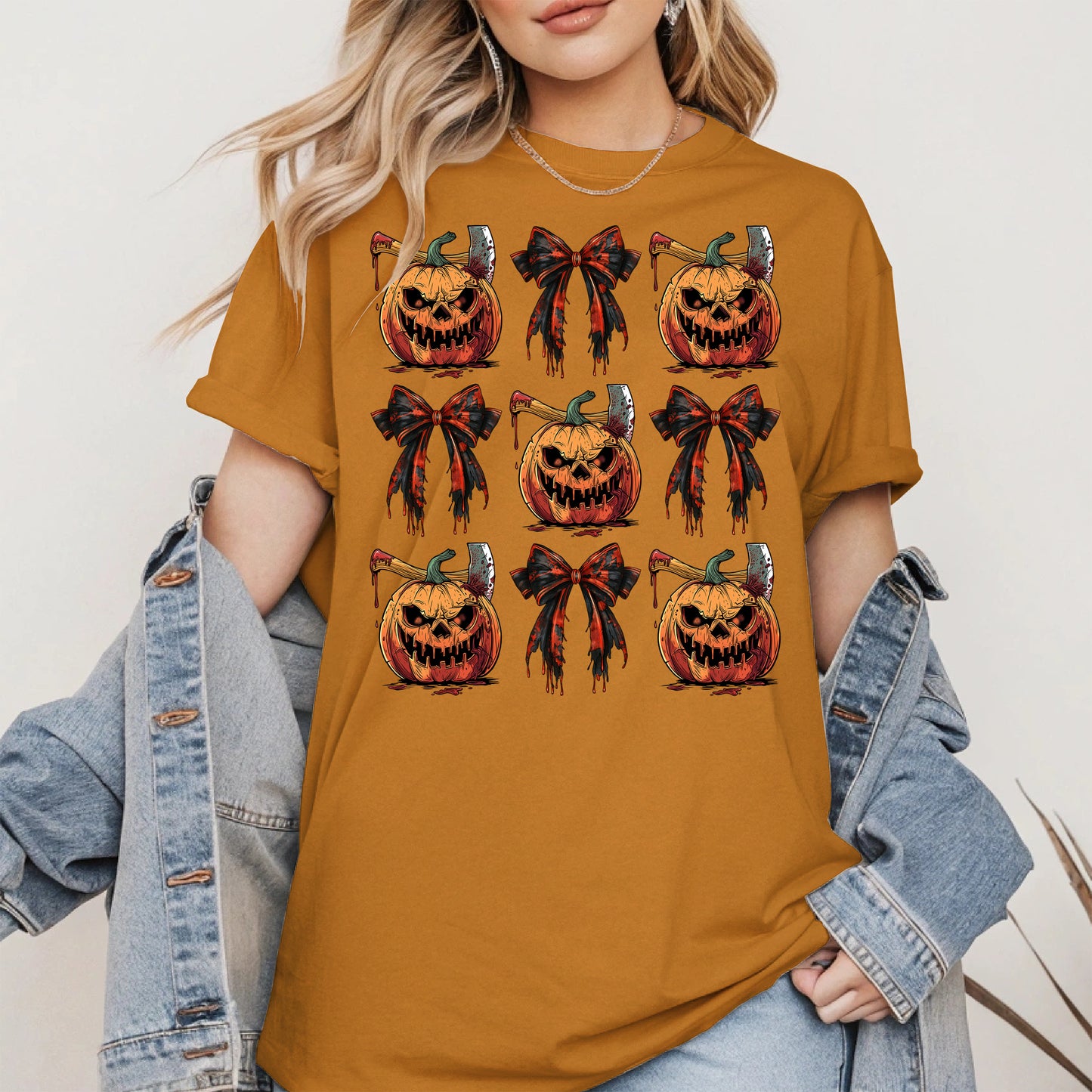 Bloody Pumpkin and Bow Halloween Shirt