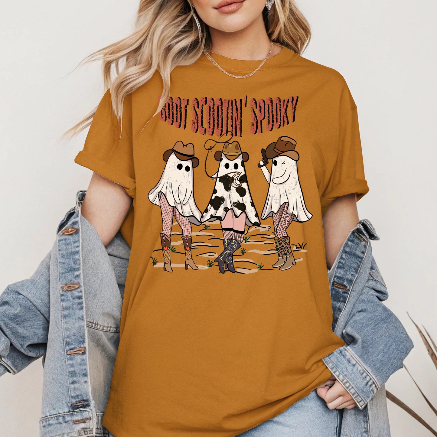 Boot Scootin' Spooky Cowgirl Halloween Tee