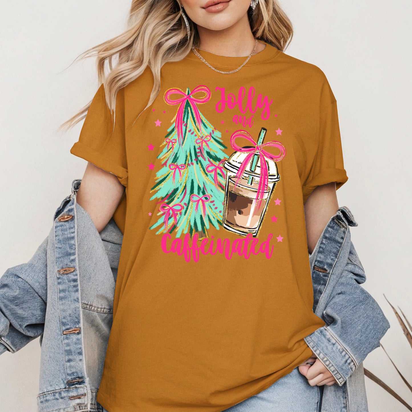 Jolly and Caffeinated Christmas Shirt