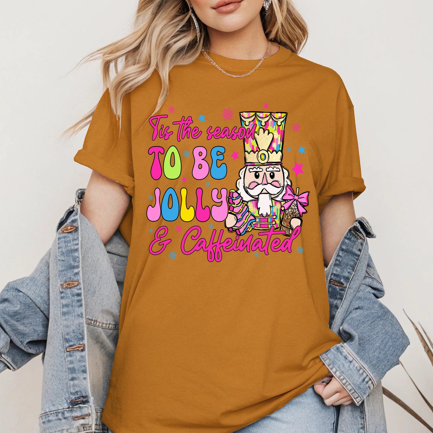 Tis the Season To Be Jolly and Caffeinated Christmas Shirt