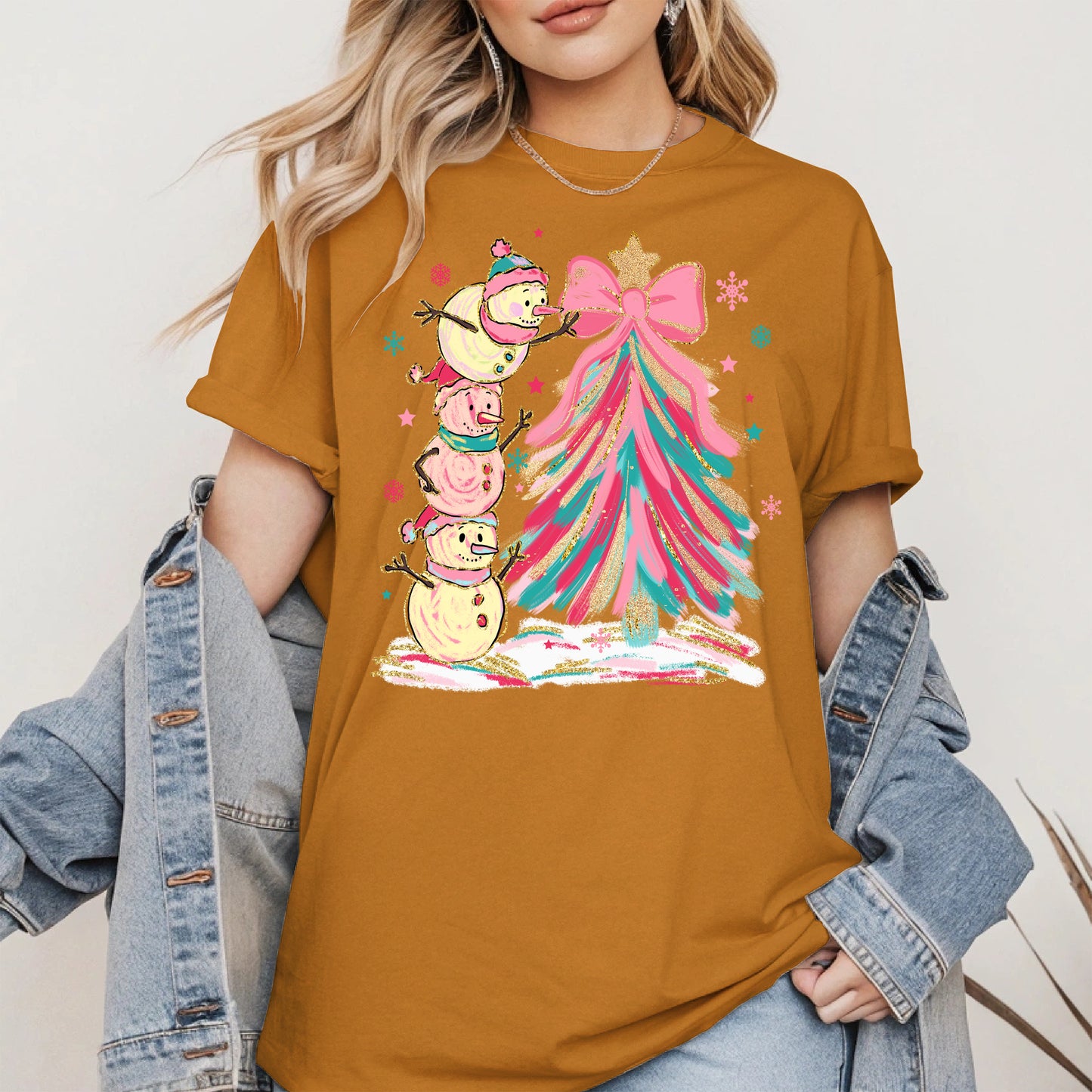 Stacked Snowmen Christmas Tree Shirt