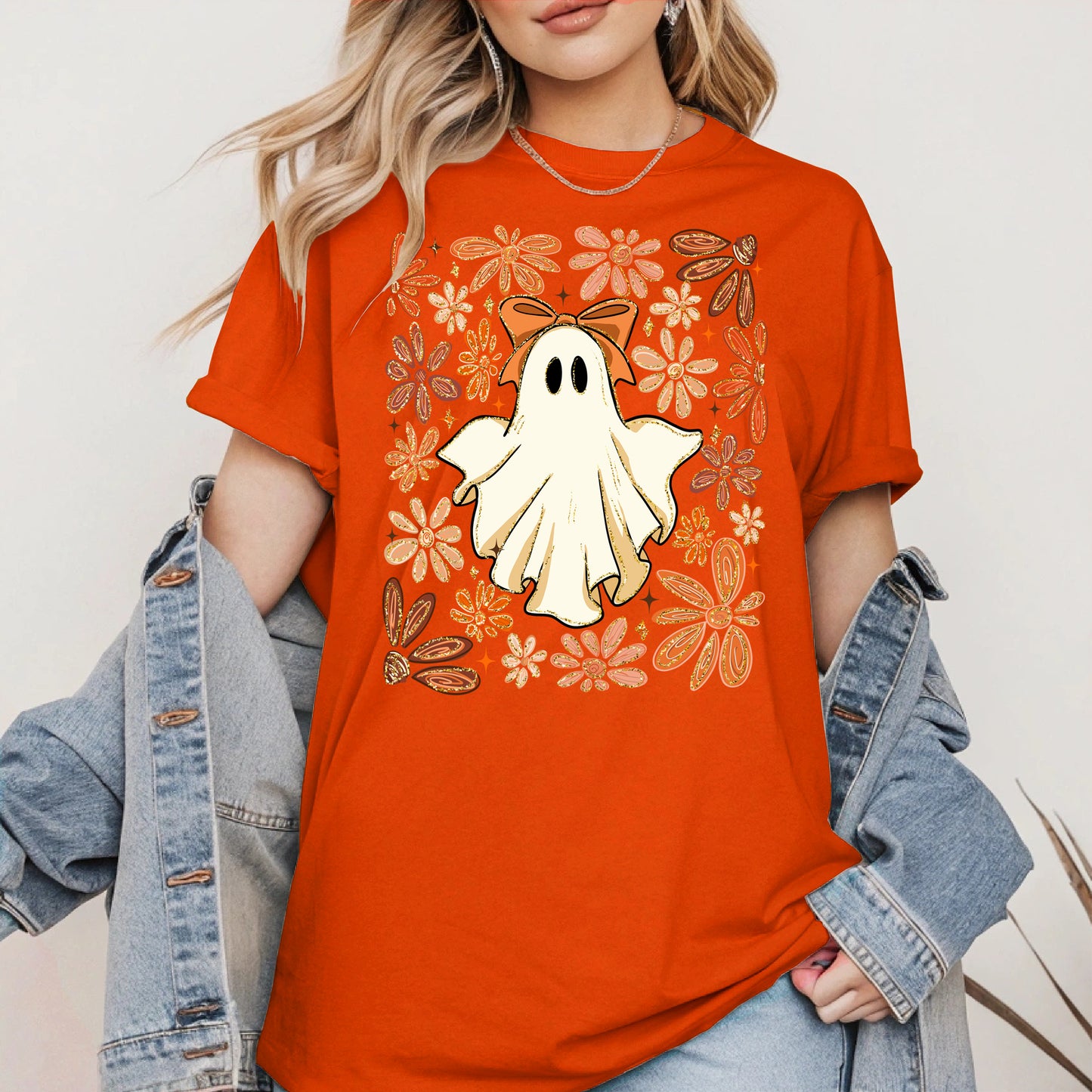 Boho floral ghost halloween shirt