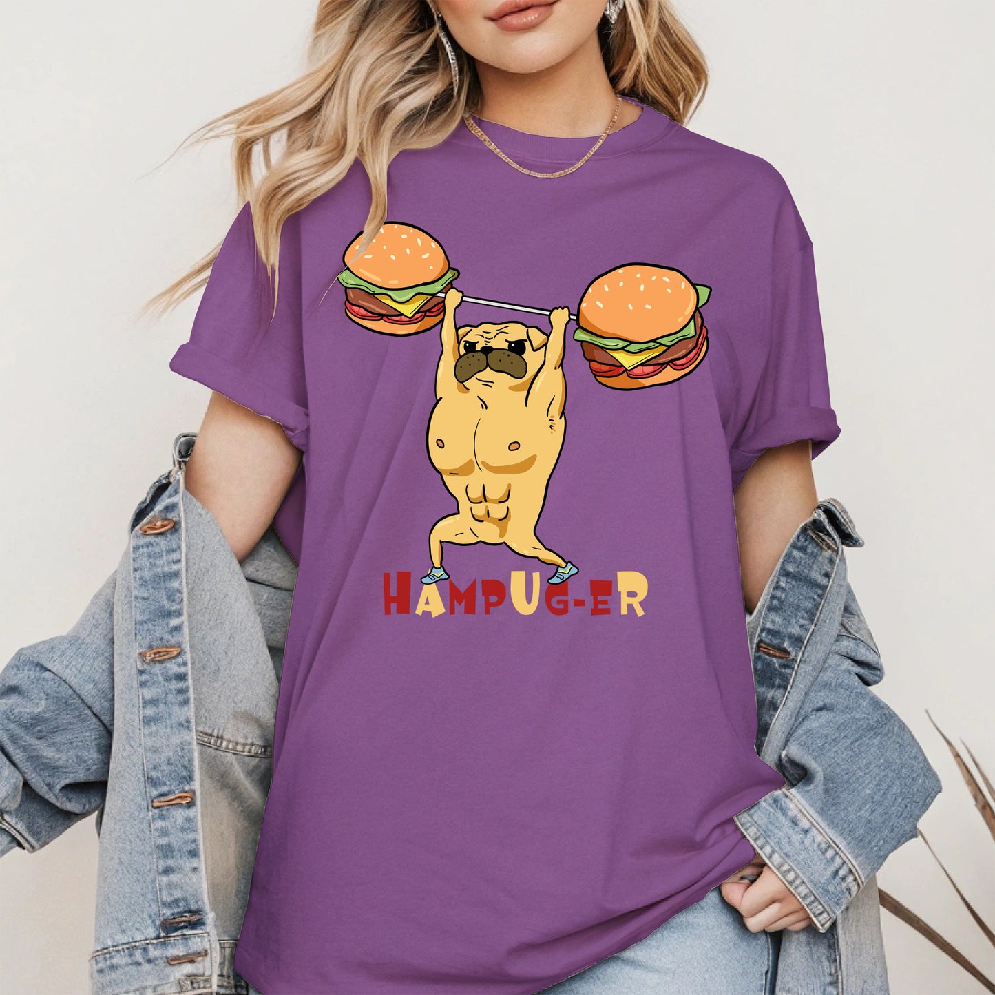 Hampug-er Funny Pug Burger Gym Shirt