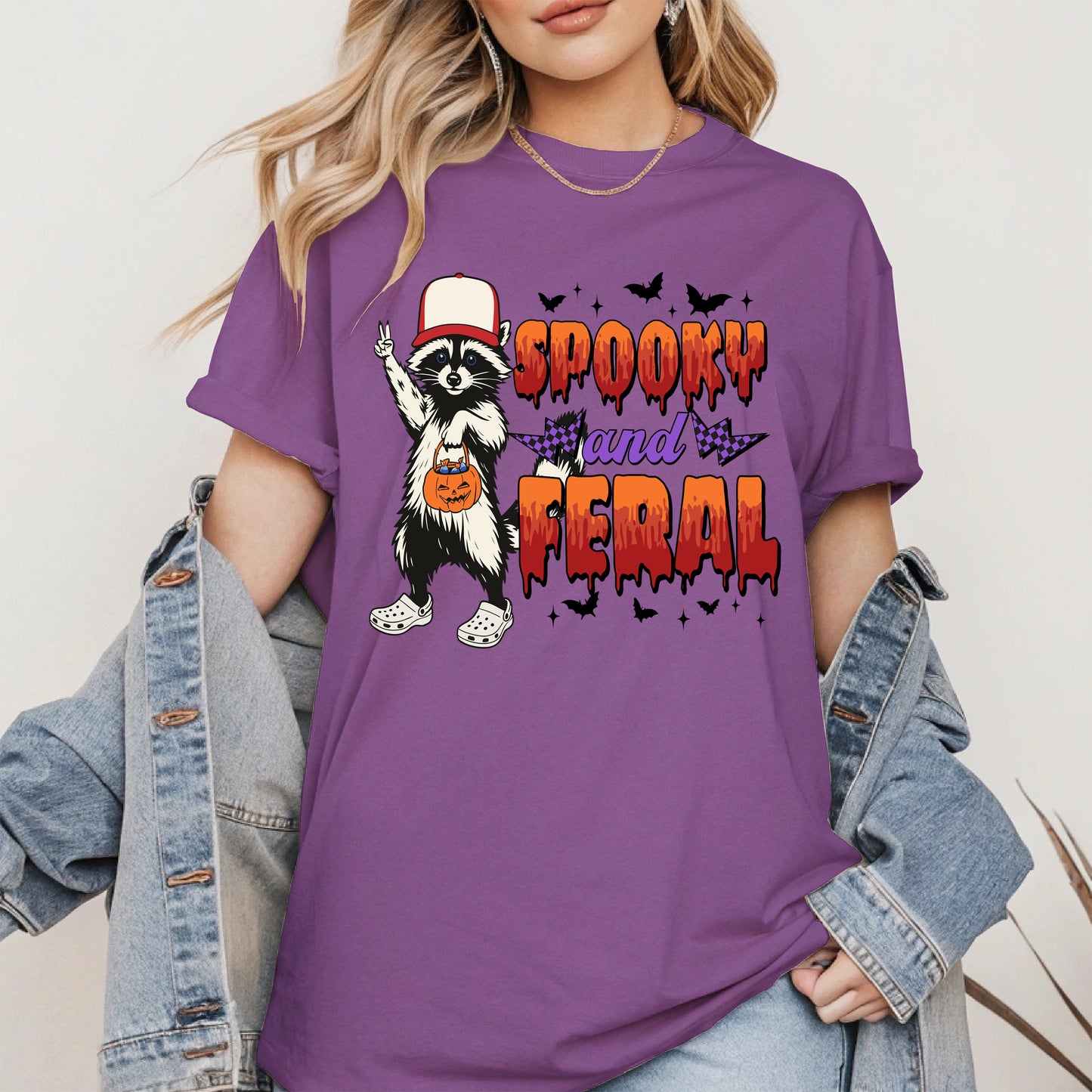 Spooky and Feral Shirt Hoodie Sweatshirt for Halloween Lovers