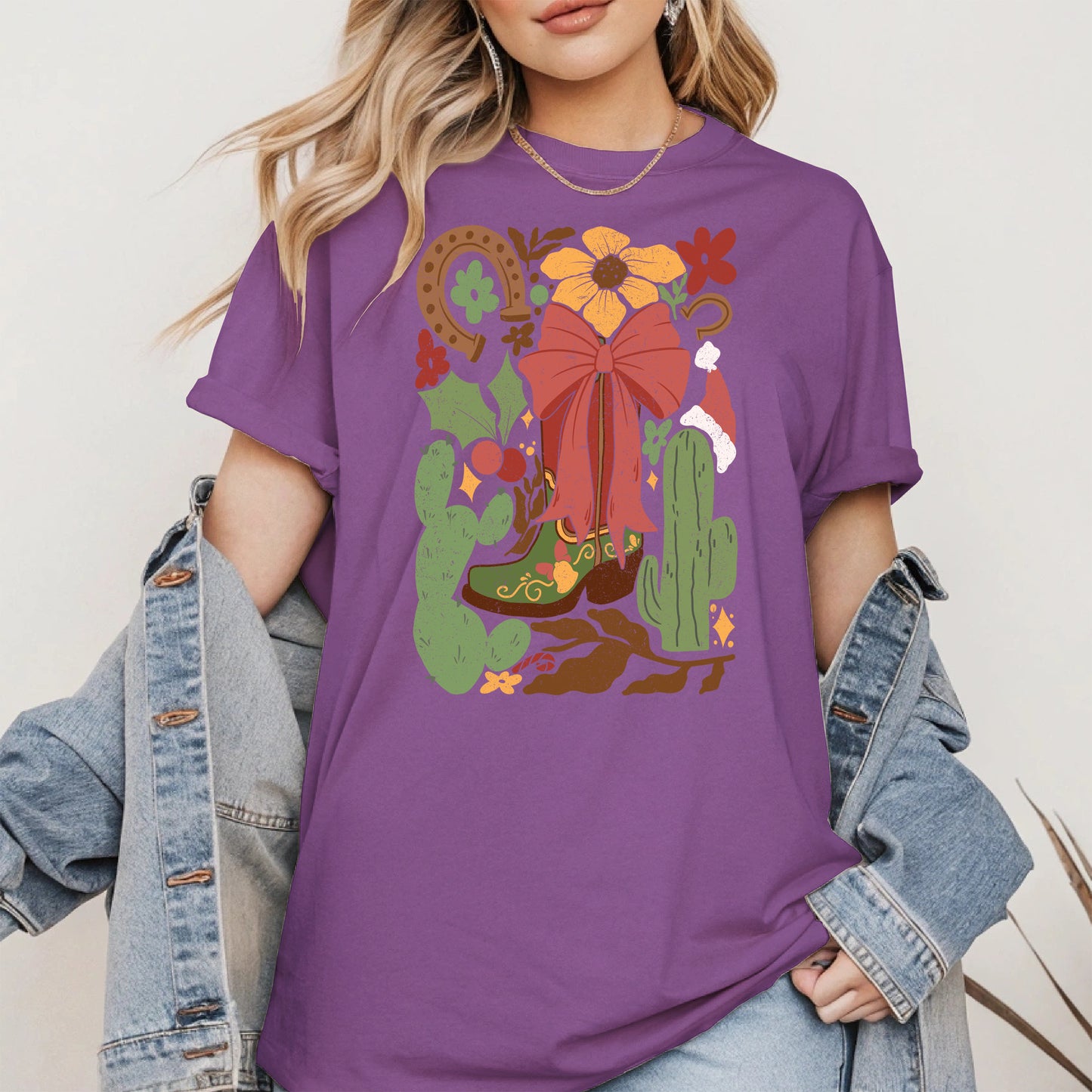 Western Christmas Cowboy Boot Shirt Hoodie