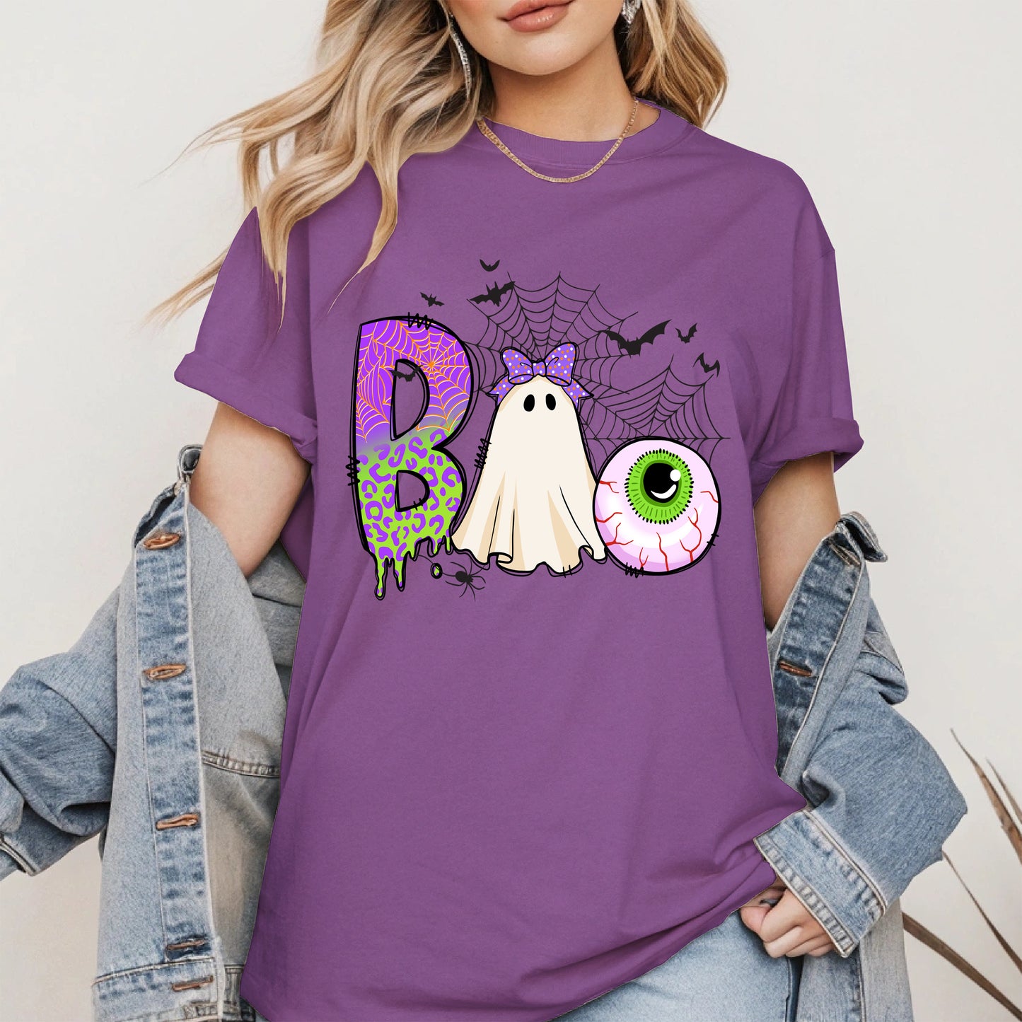 BOO Ghost Eyeball Shirt Hoodie Sweatshirt for Halloween Fun