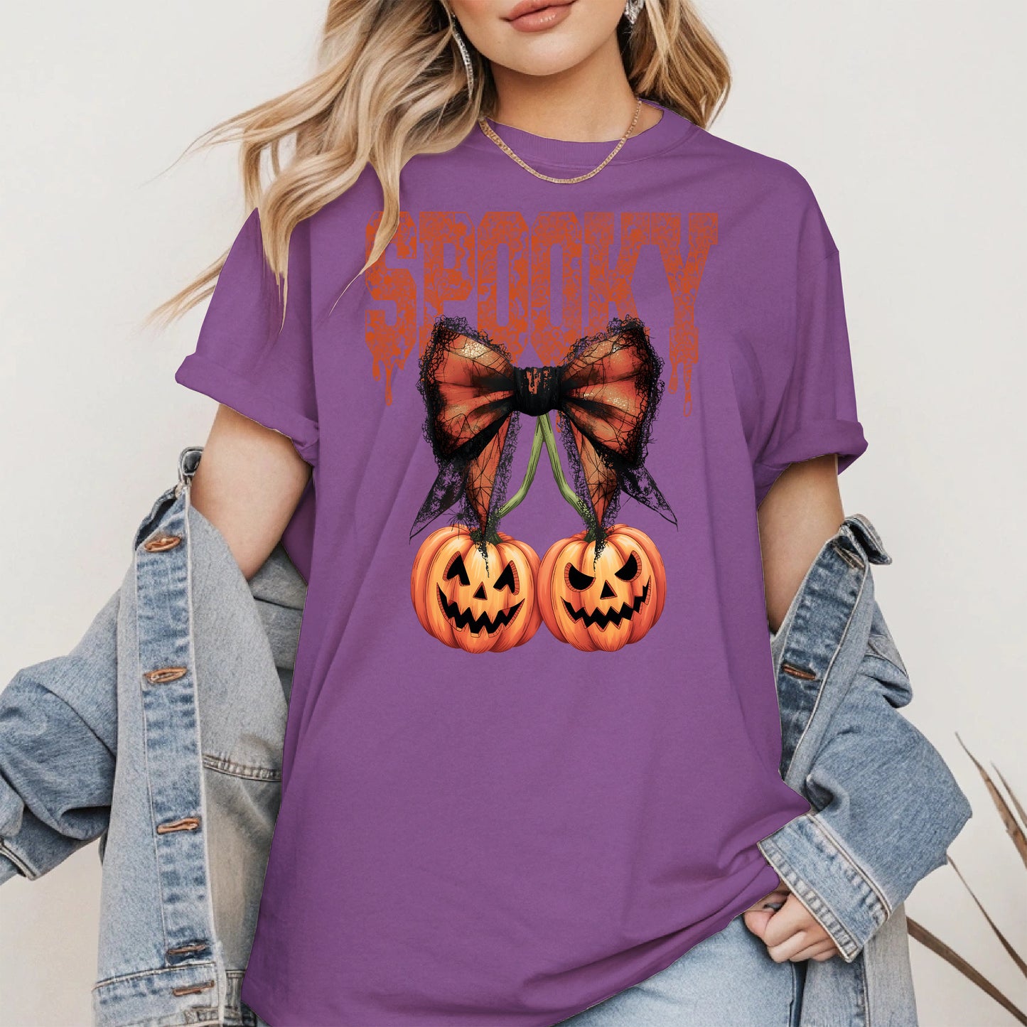 Spooky Bow Pumpkin Shirt Hoodie Sweatshirt for Halloween