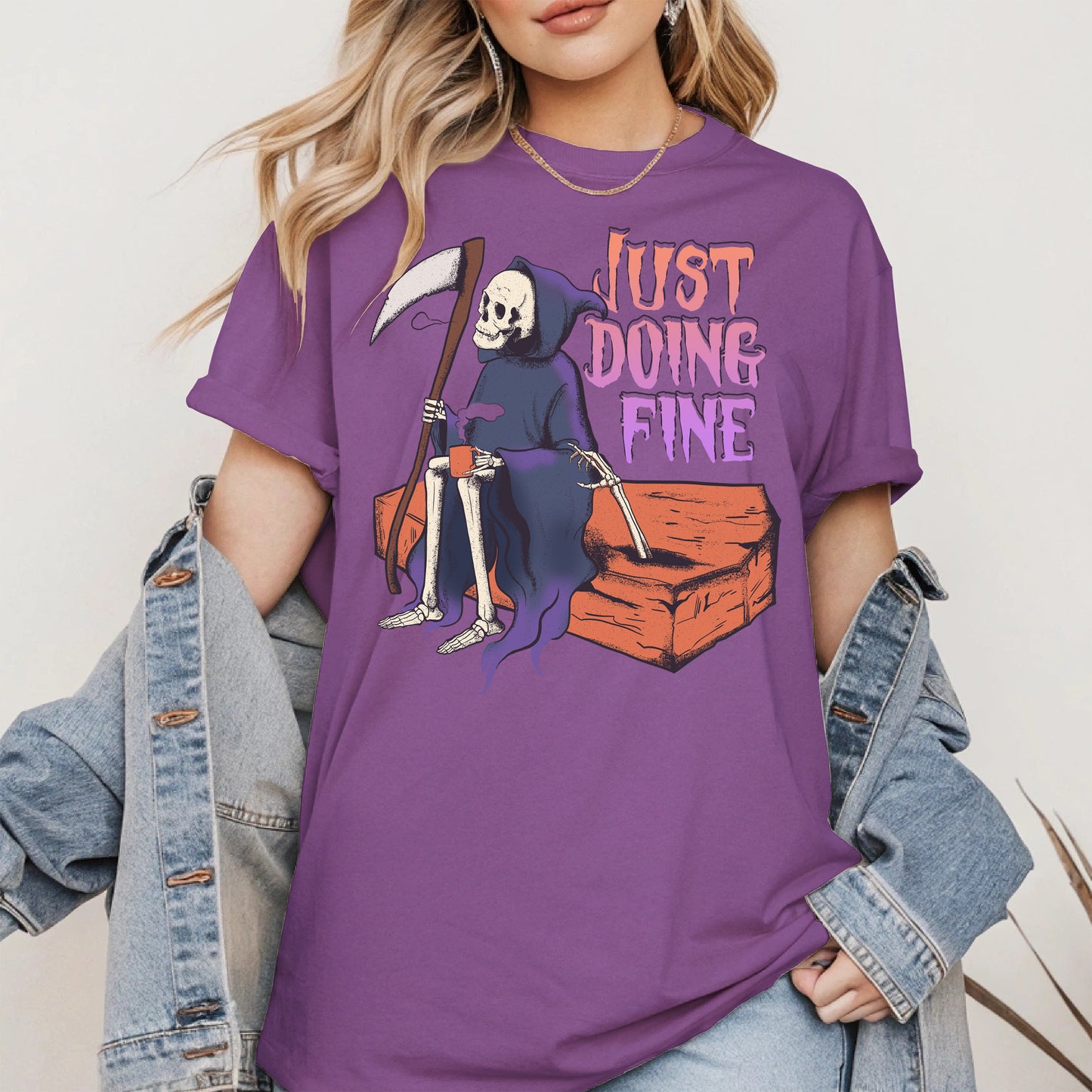 Just Doing Fine Grim Reaper Shirt