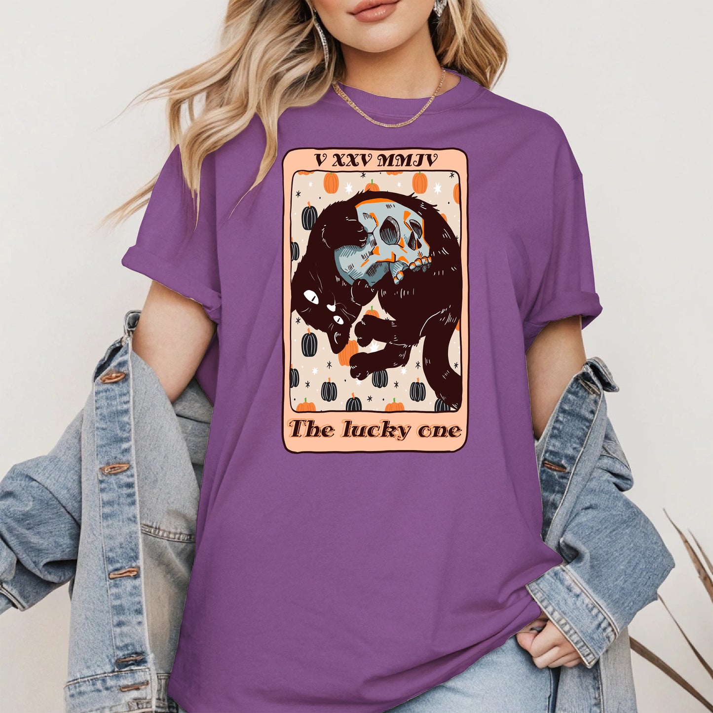 The Lucky One - Halloween Black Cat Tarot Tee