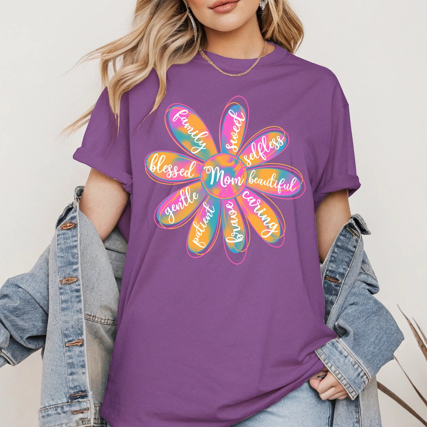 Colorful Flower Mom Shirt Hoodie Sweatshirt Gift for Mothers