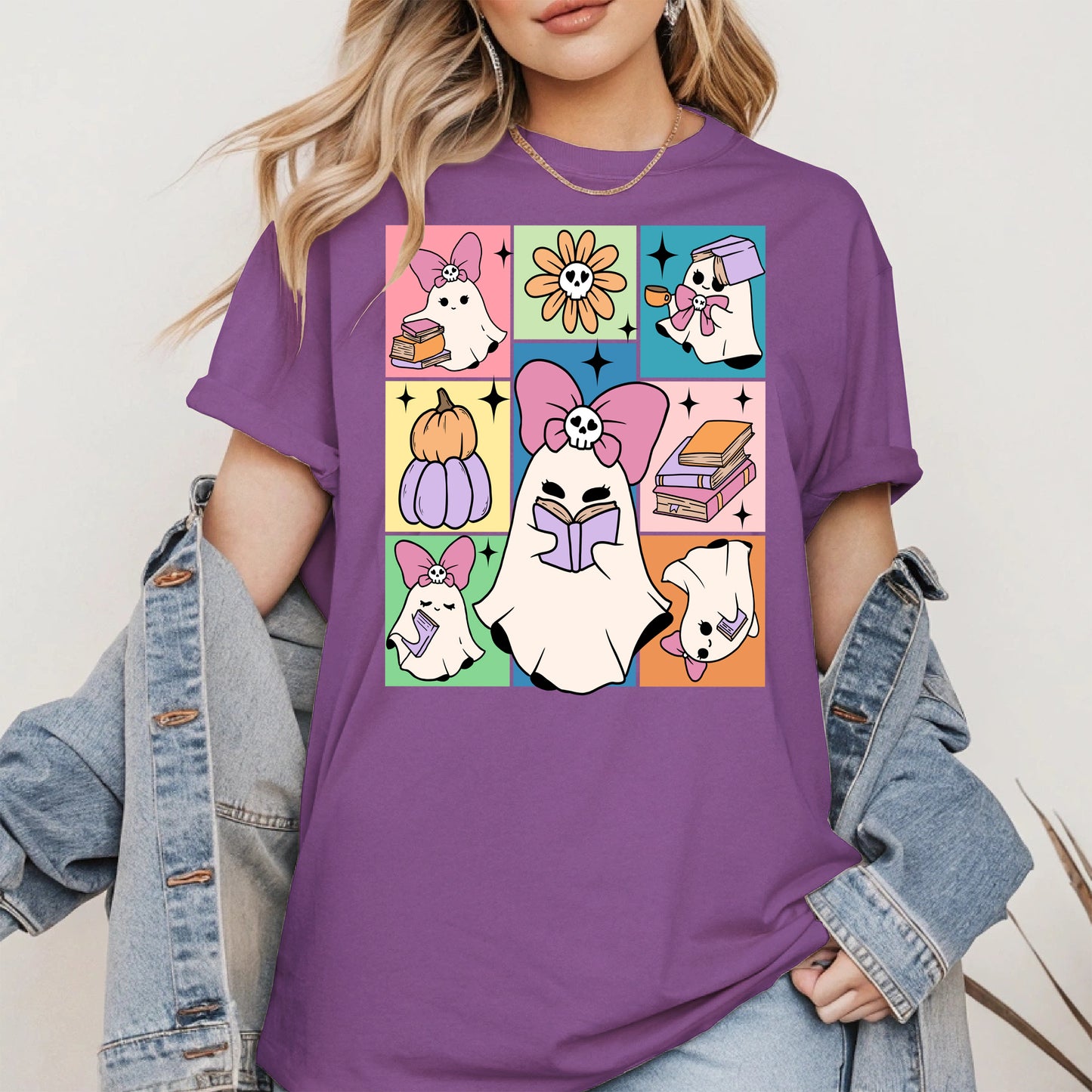 Pastel Ghost Book Lover Halloween Shirt